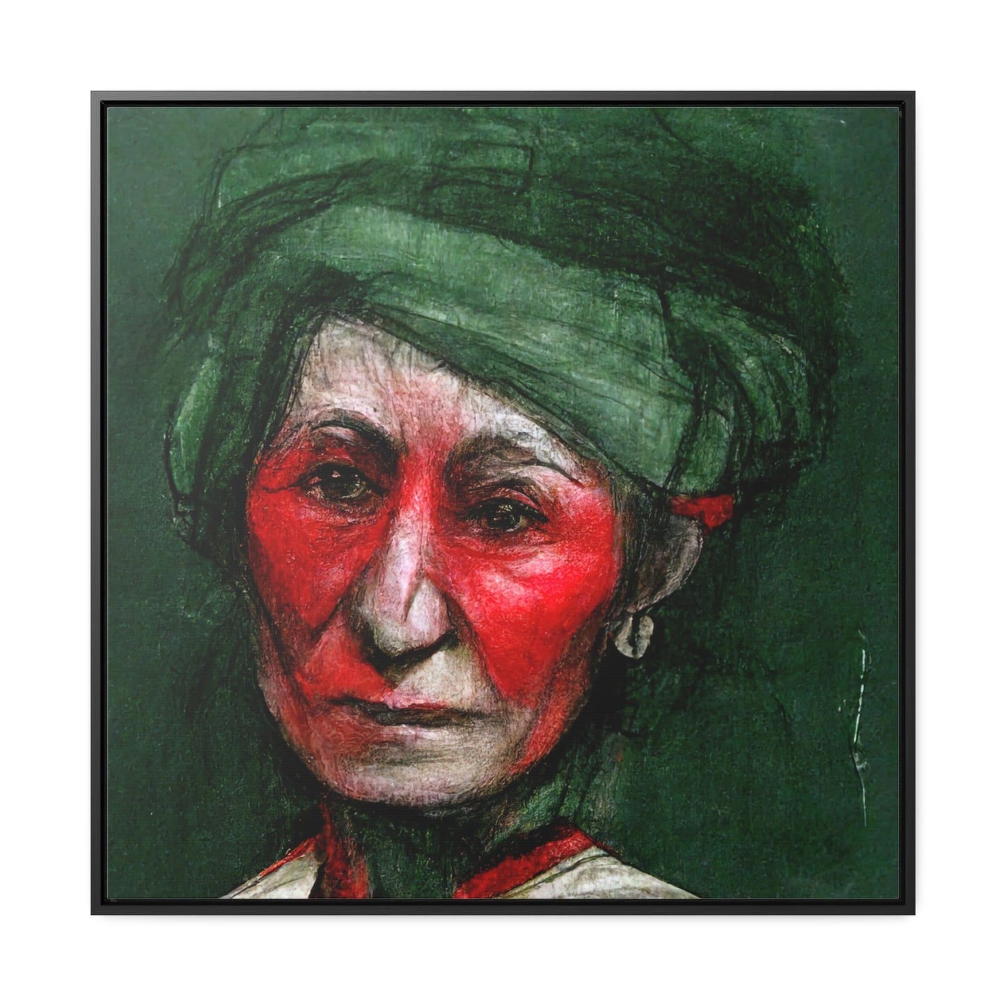 Loneliness Green Red 43, Valentinii, Gallery Canvas Wraps, Square Frame