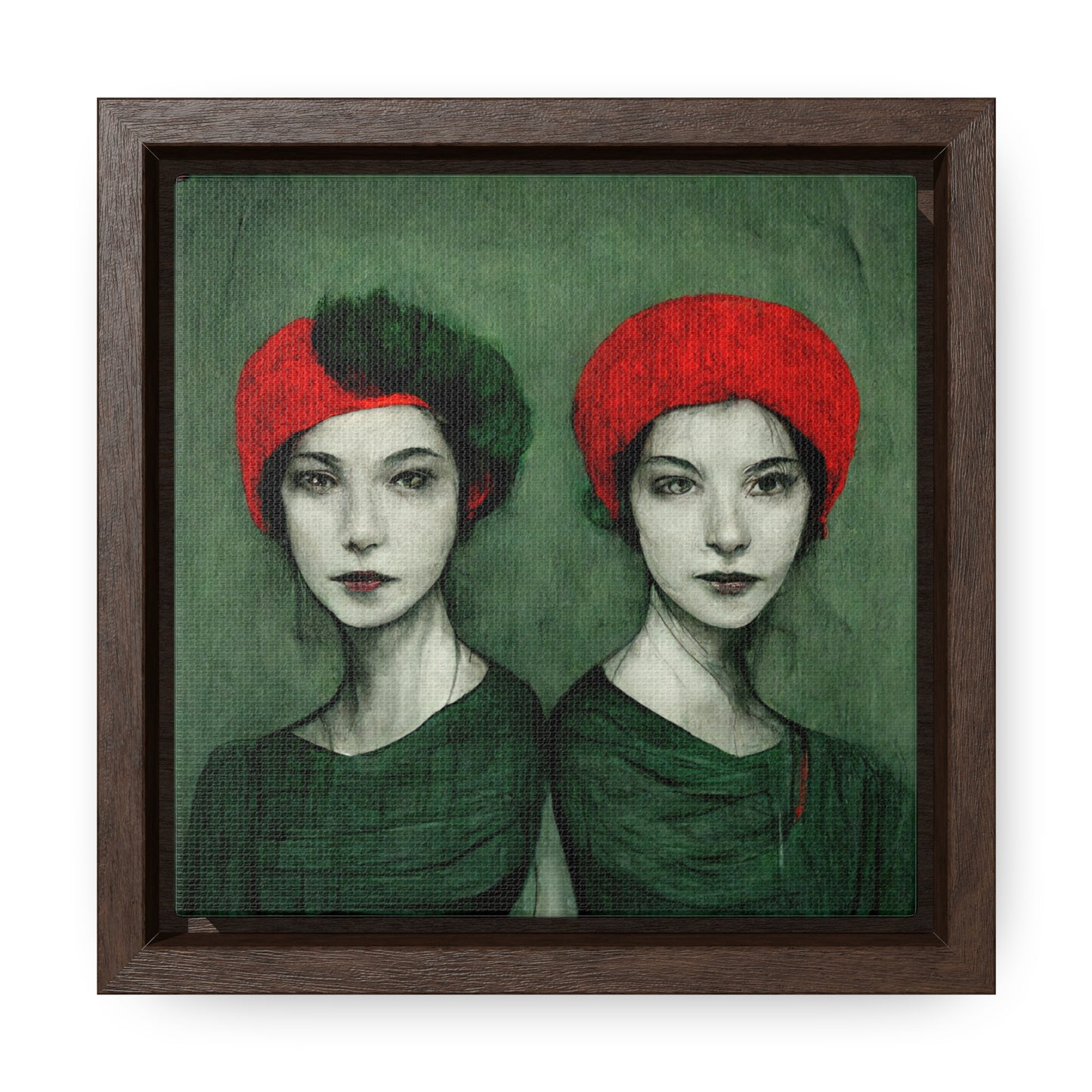 Loneliness Green Red 32, Valentinii, Gallery Canvas Wraps, Square Frame