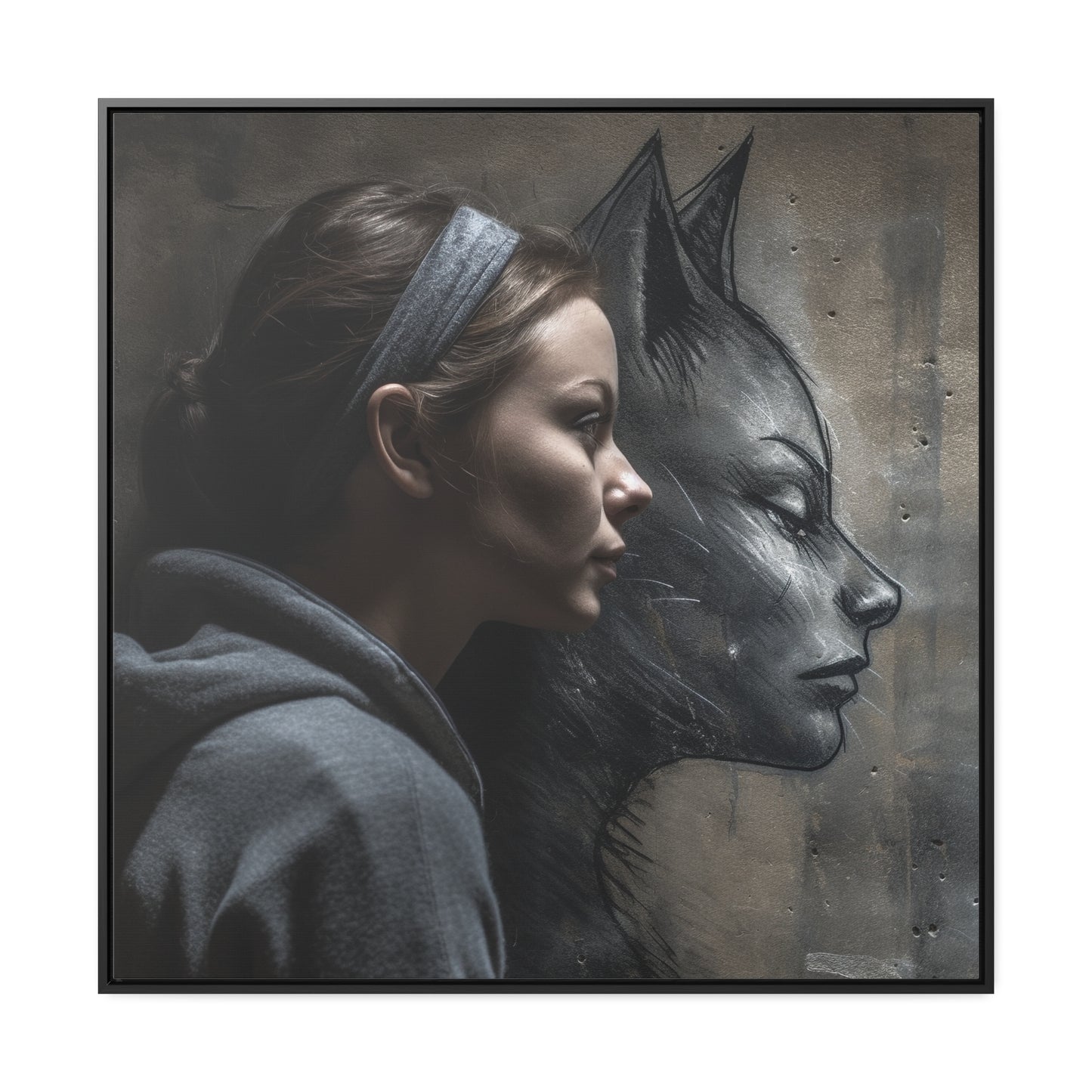 Cat Woman 19, Gallery Canvas Wraps, Square Frame