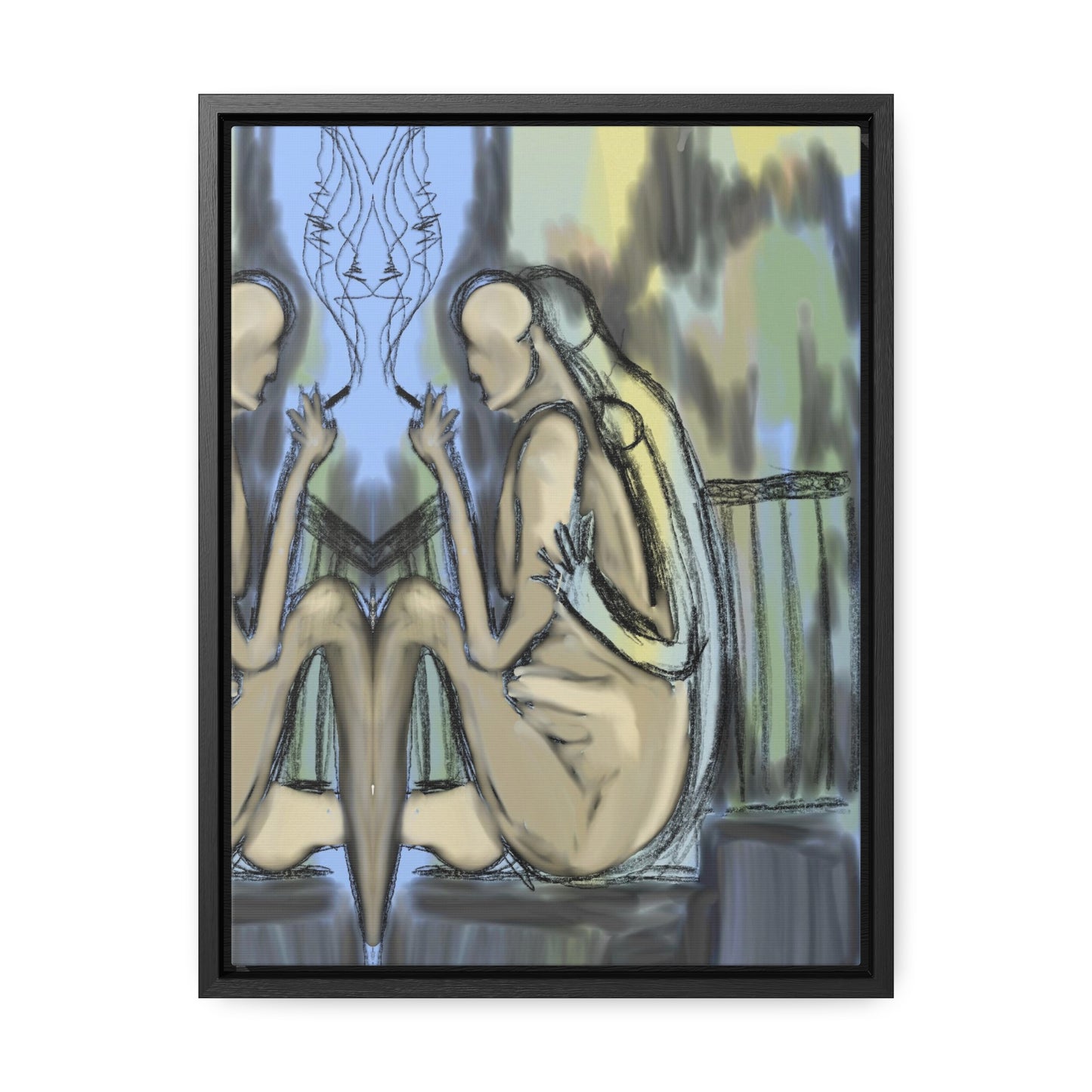 Lovers On The Stairs, Original Eduard Pavel, Gallery Canvas Wraps, Vertical Frame