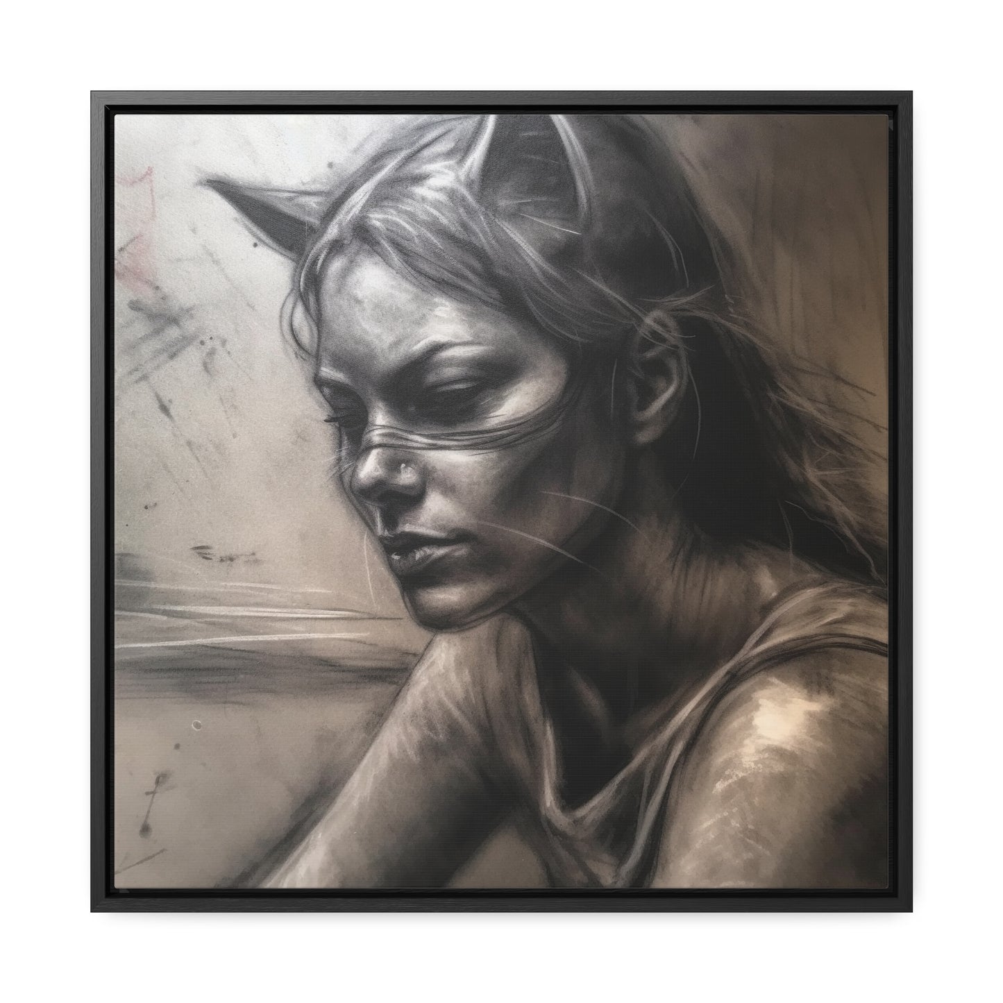 Cat Woman 17, Gallery Canvas Wraps, Square Frame