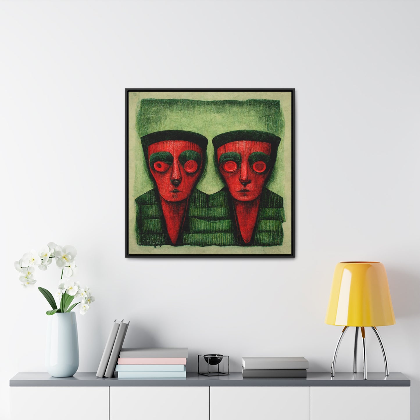 Loneliness Green Red 16, Valentinii, Gallery Canvas Wraps, Square Frame