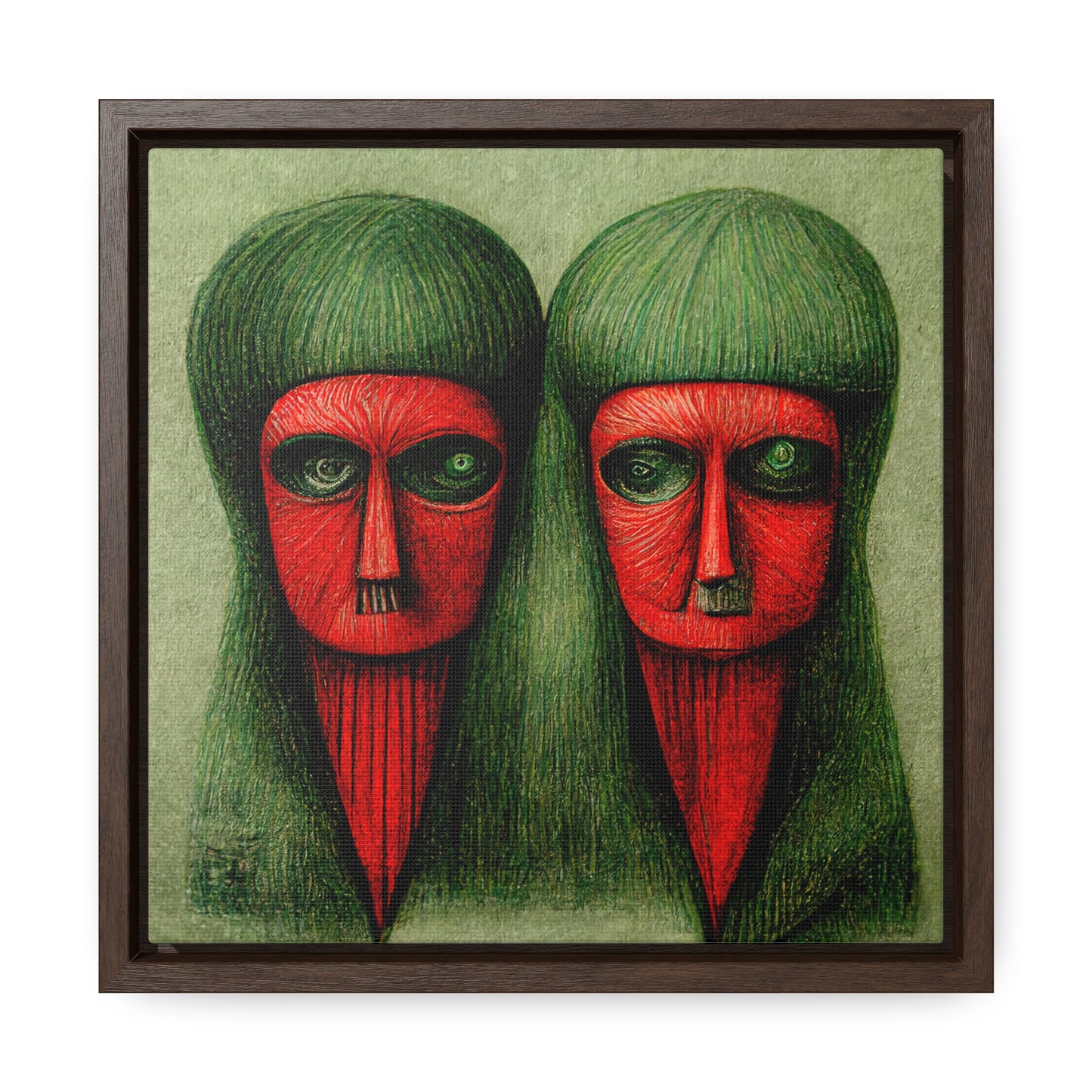 Loneliness Green Red 18, Valentinii, Gallery Canvas Wraps, Square Frame