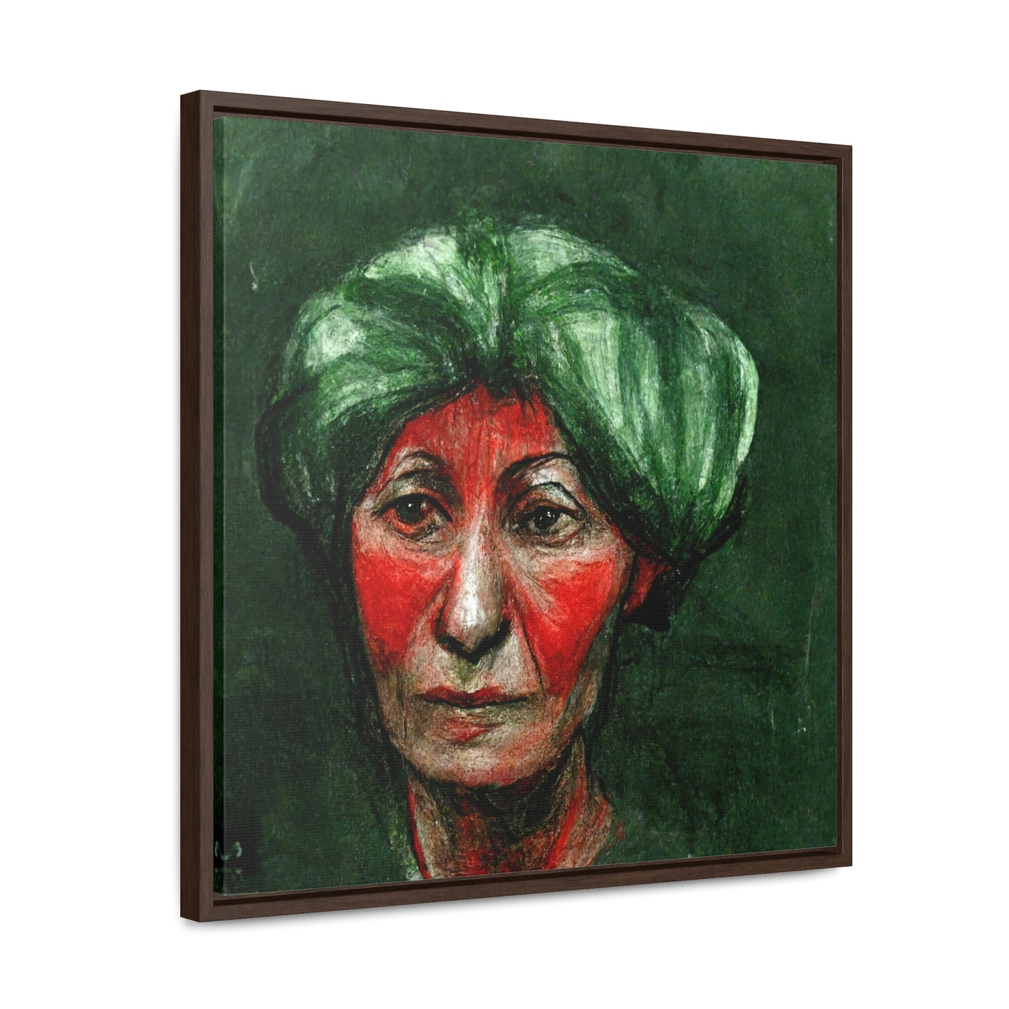 Loneliness Green Red 42, Valentinii, Gallery Canvas Wraps, Square Frame