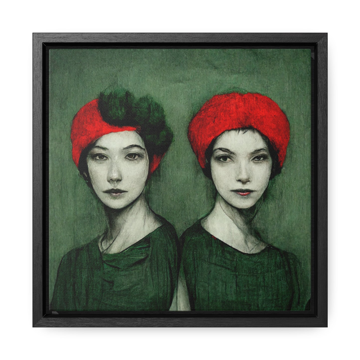 Loneliness Green Red 33, Valentinii, Gallery Canvas Wraps, Square Frame