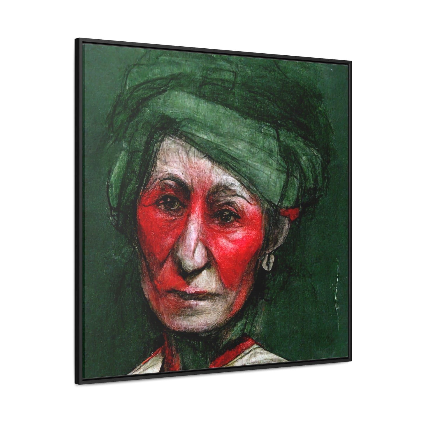 Loneliness Green Red 43, Valentinii, Gallery Canvas Wraps, Square Frame