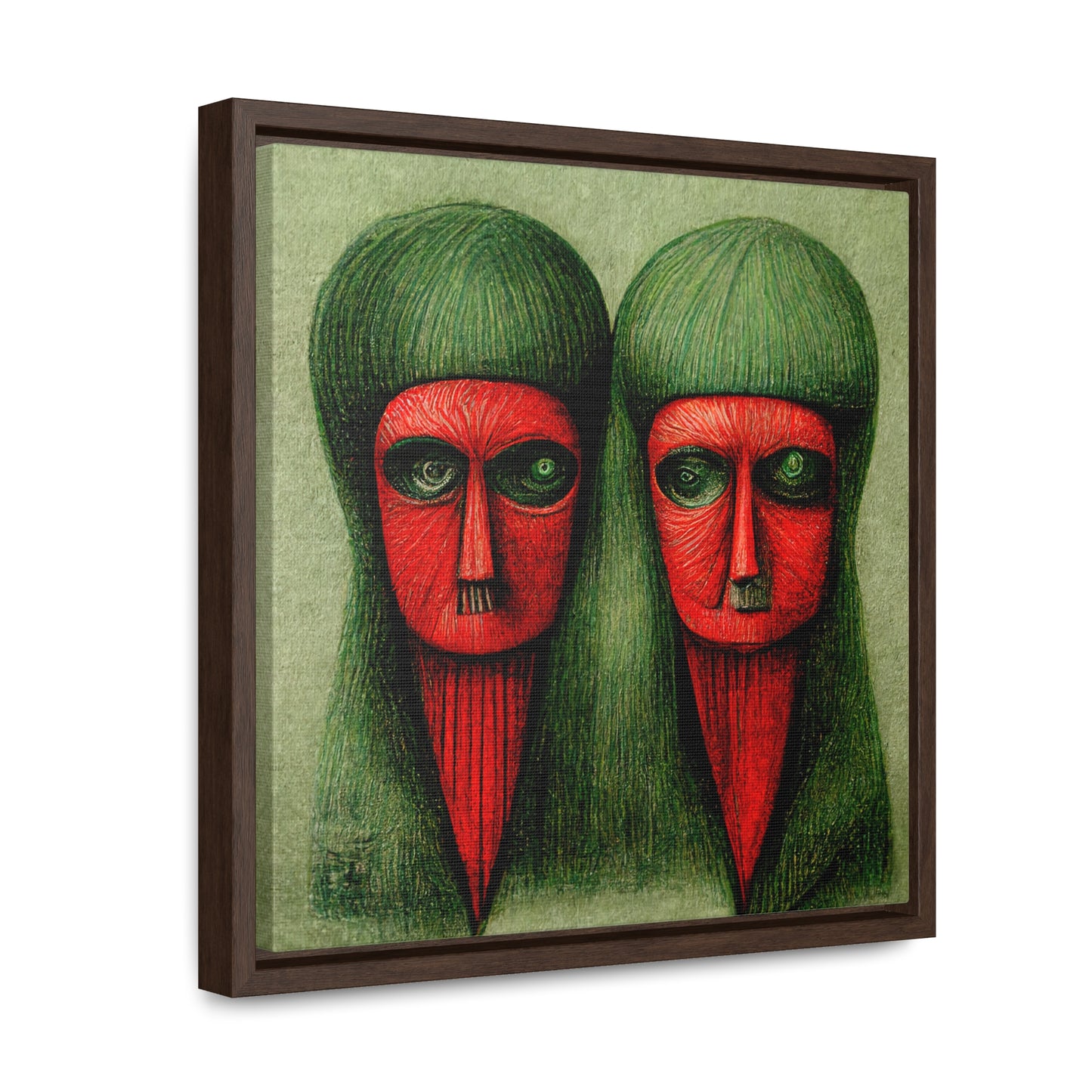 Loneliness Green Red 18, Valentinii, Gallery Canvas Wraps, Square Frame