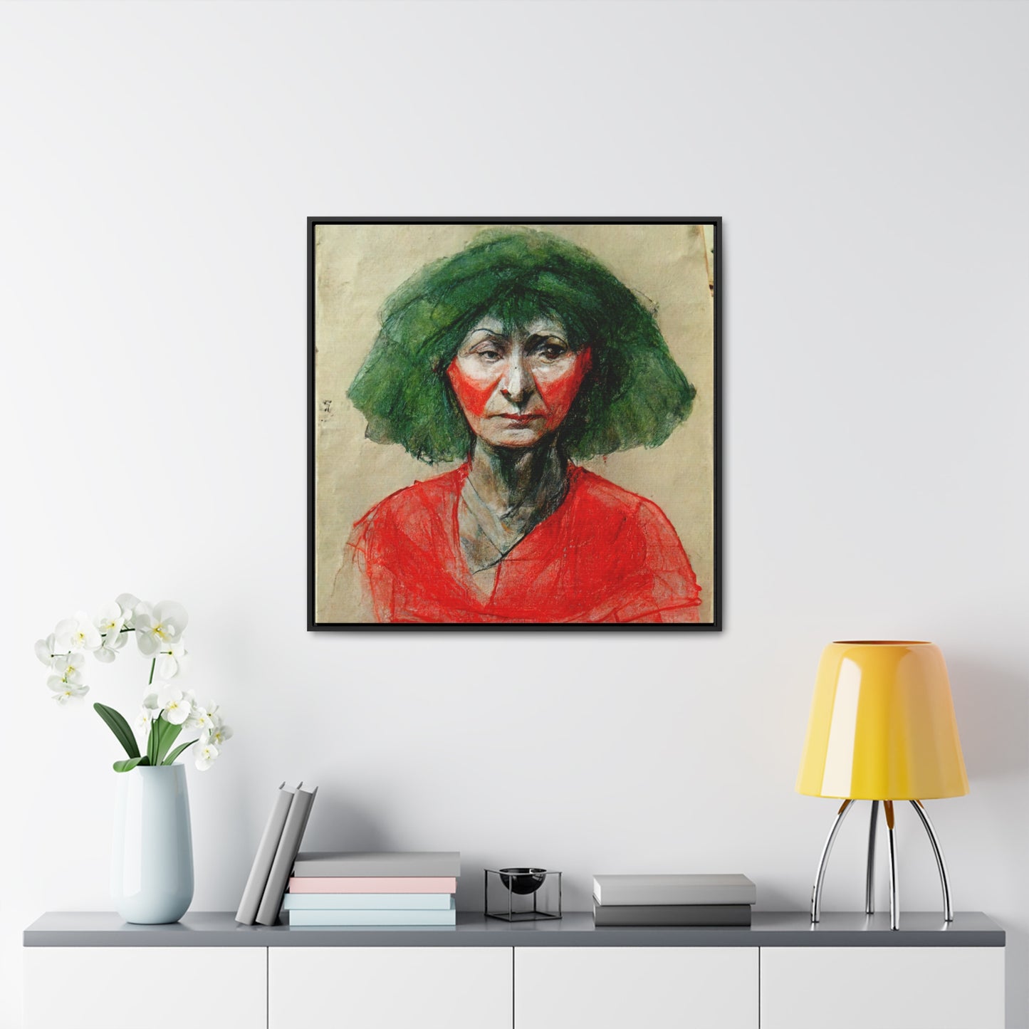 Loneliness Green Red 34, Valentinii, Gallery Canvas Wraps, Square Frame