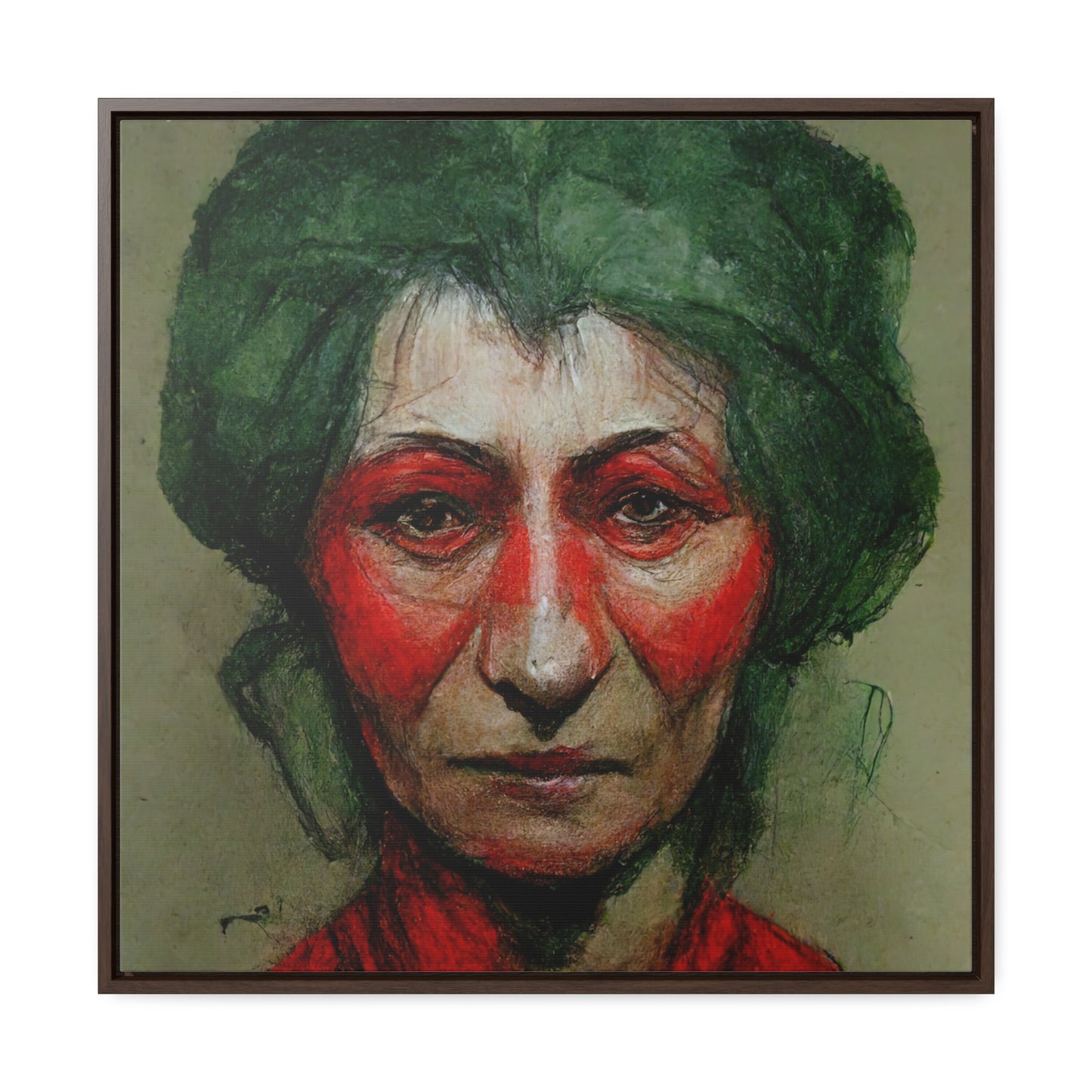 Loneliness Green Red 44, Valentinii, Gallery Canvas Wraps, Square Frame