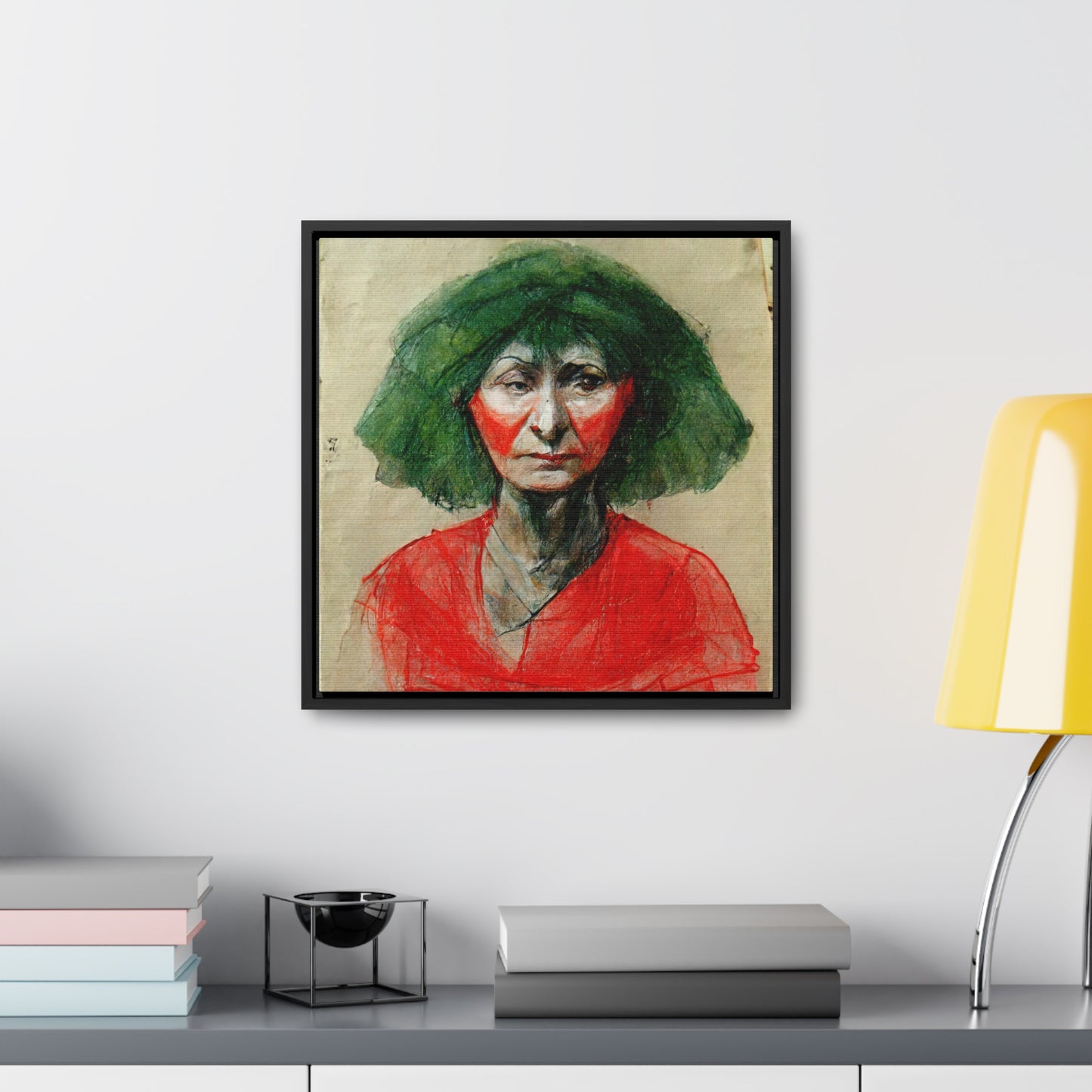 Loneliness Green Red 34, Valentinii, Gallery Canvas Wraps, Square Frame