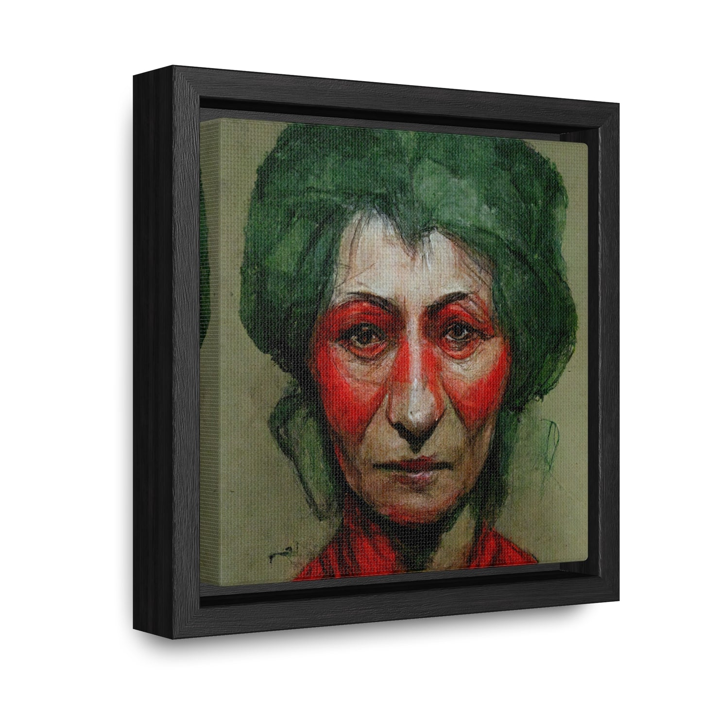 Loneliness Green Red 44, Valentinii, Gallery Canvas Wraps, Square Frame