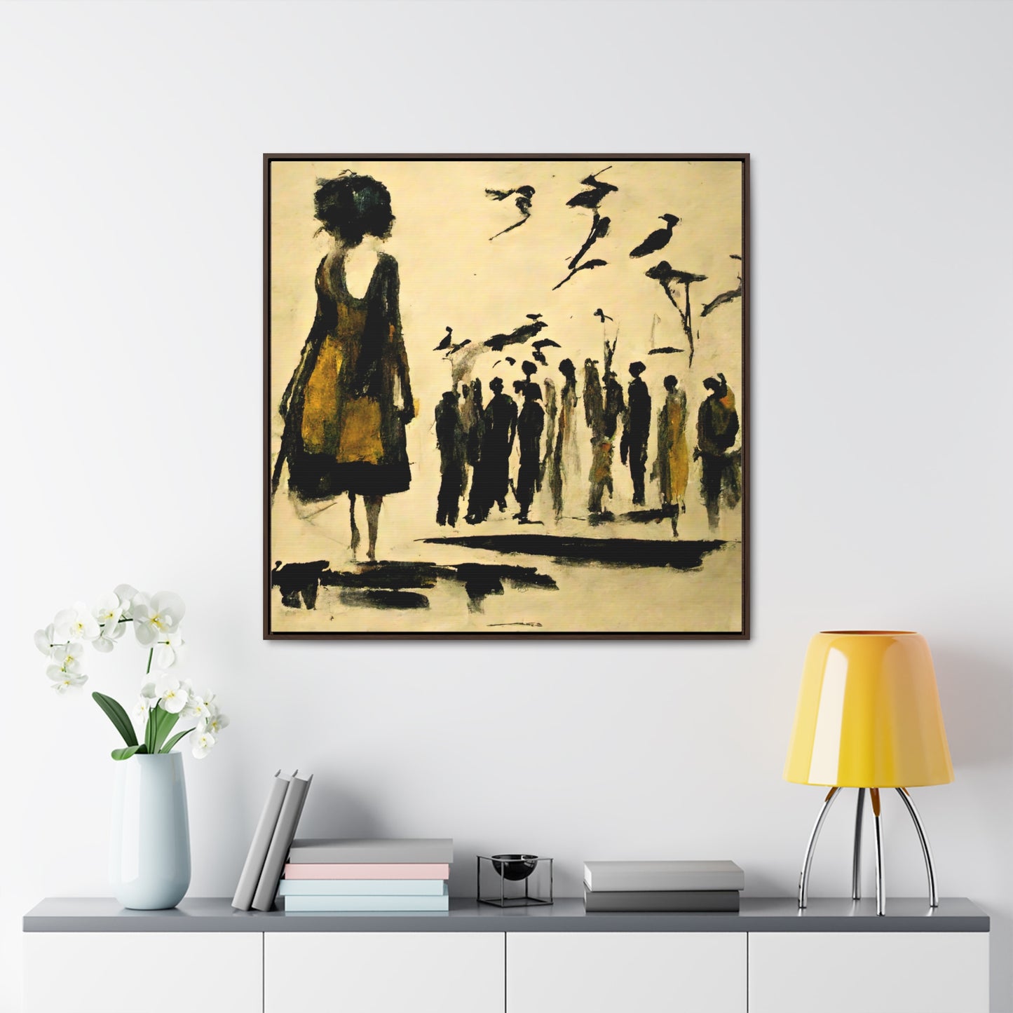 People and Birds, Valentinii, Gallery Canvas Wraps, Square Frame