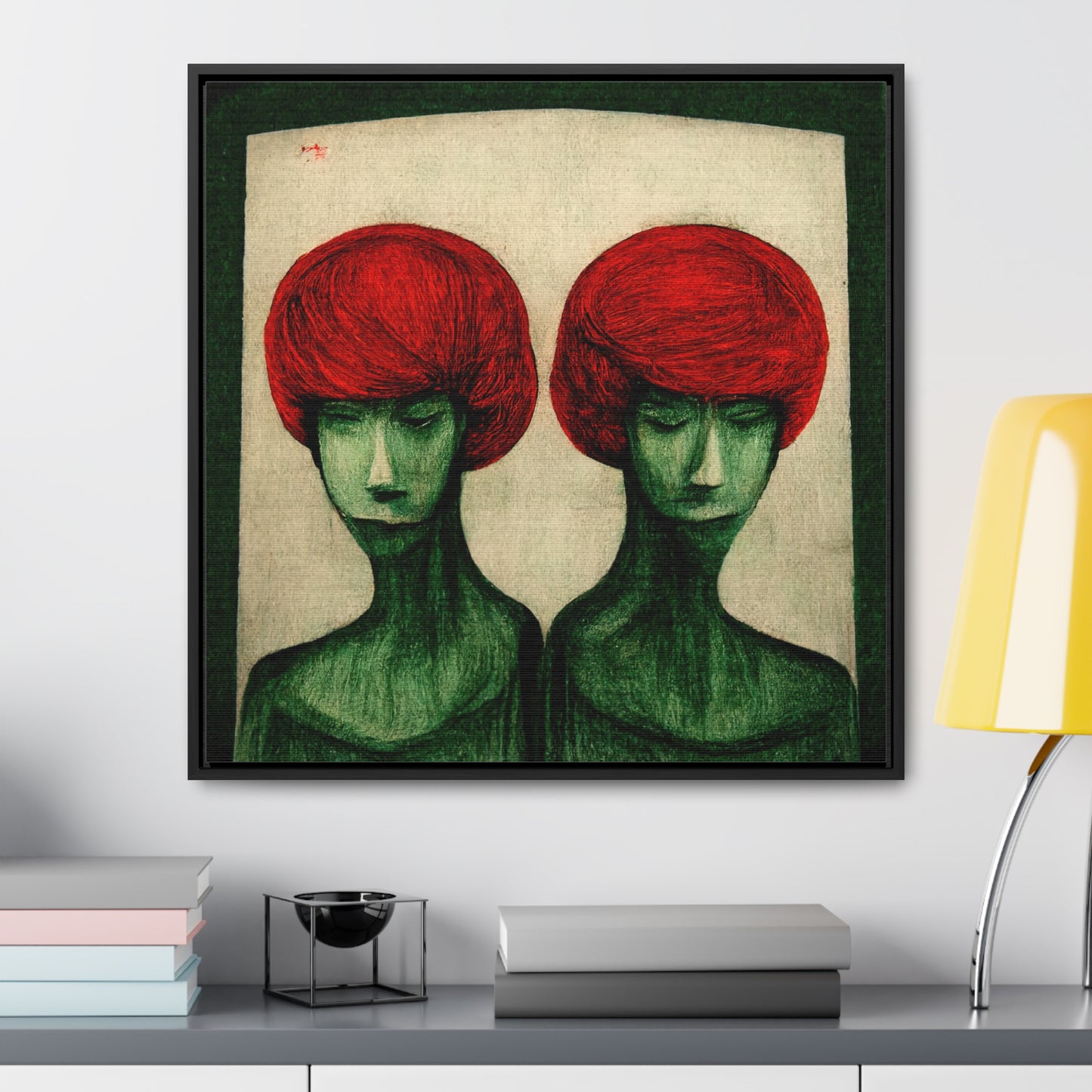 Loneliness Green Red 21, Valentinii, Gallery Canvas Wraps, Square Frame