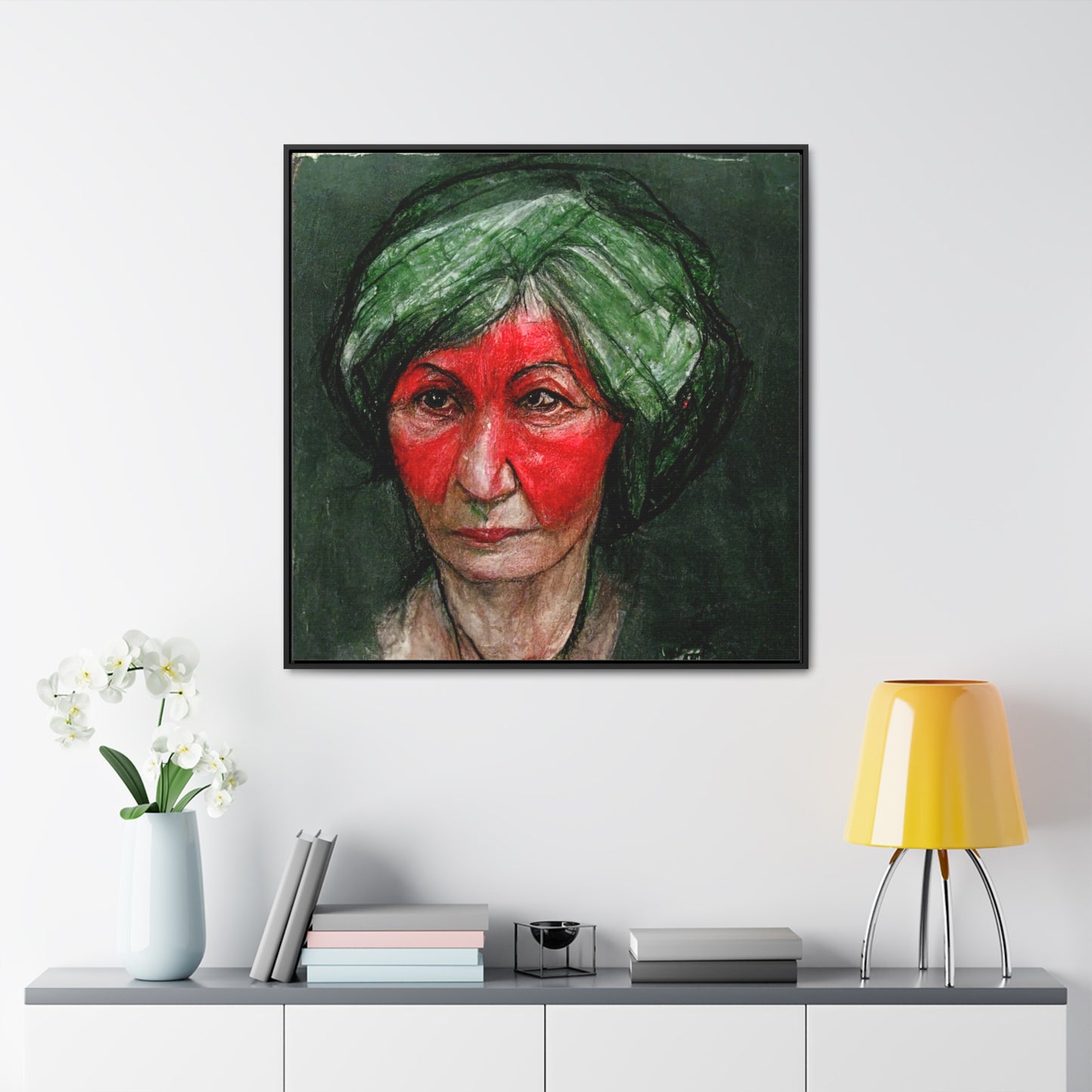 Loneliness Green Red 41, Valentinii, Gallery Canvas Wraps, Square Frame