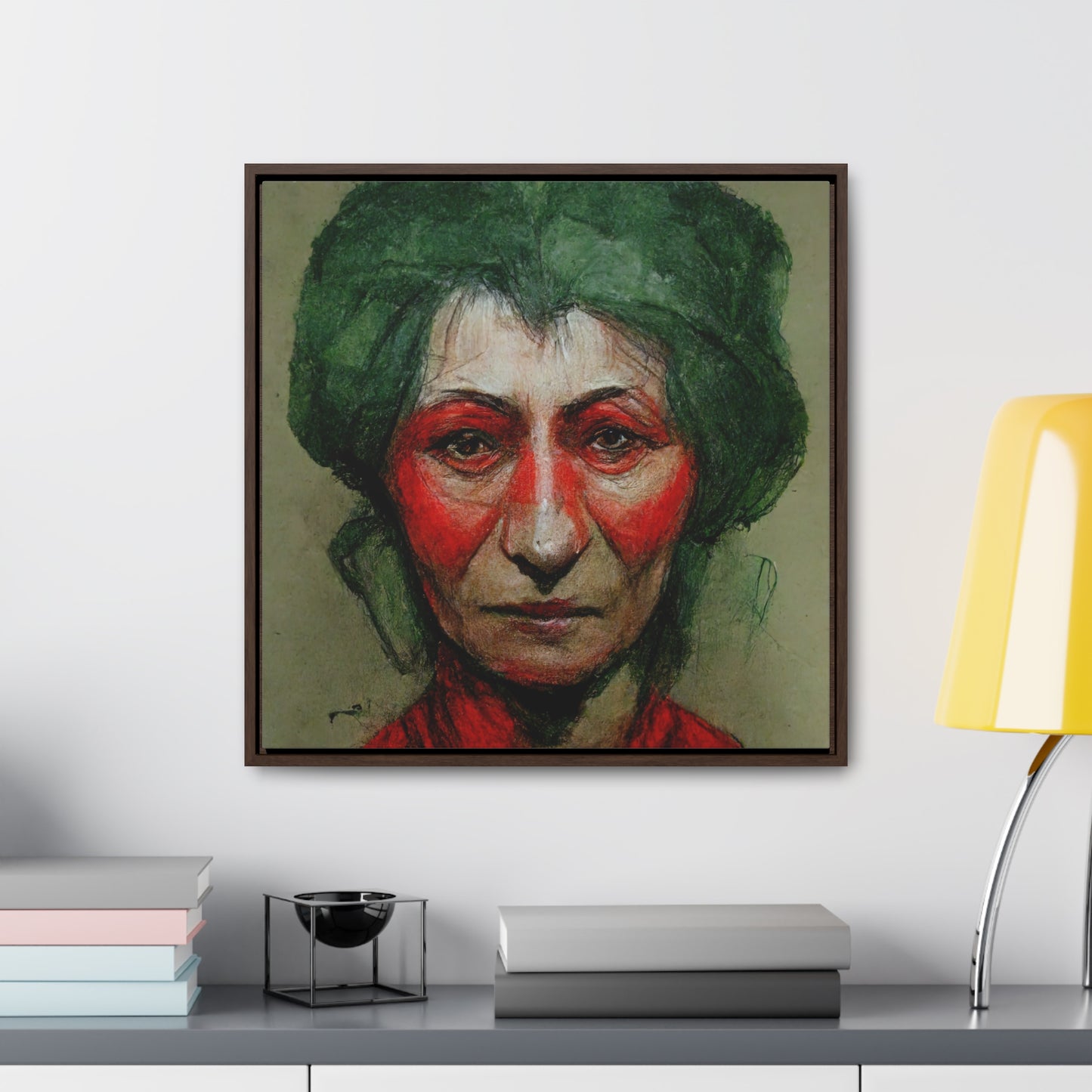 Loneliness Green Red 44, Valentinii, Gallery Canvas Wraps, Square Frame