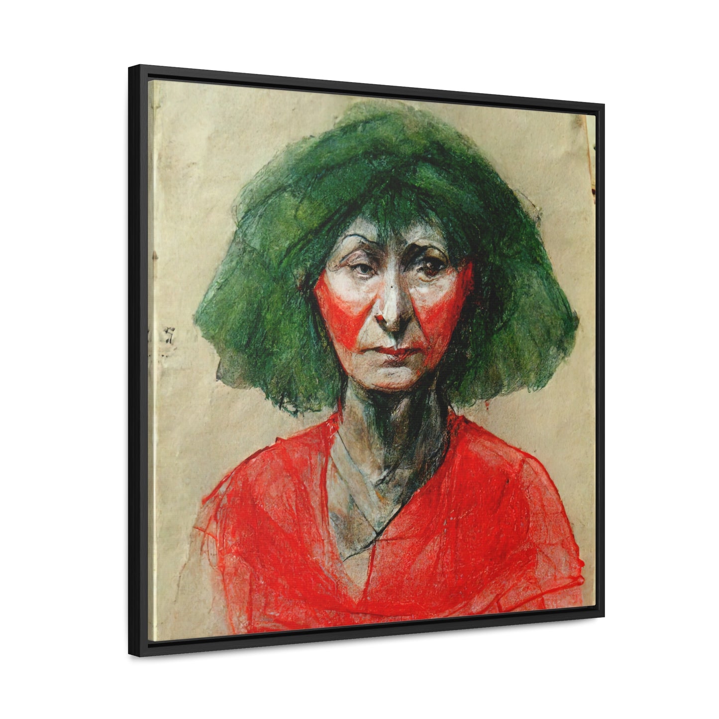 Loneliness Green Red 34, Valentinii, Gallery Canvas Wraps, Square Frame