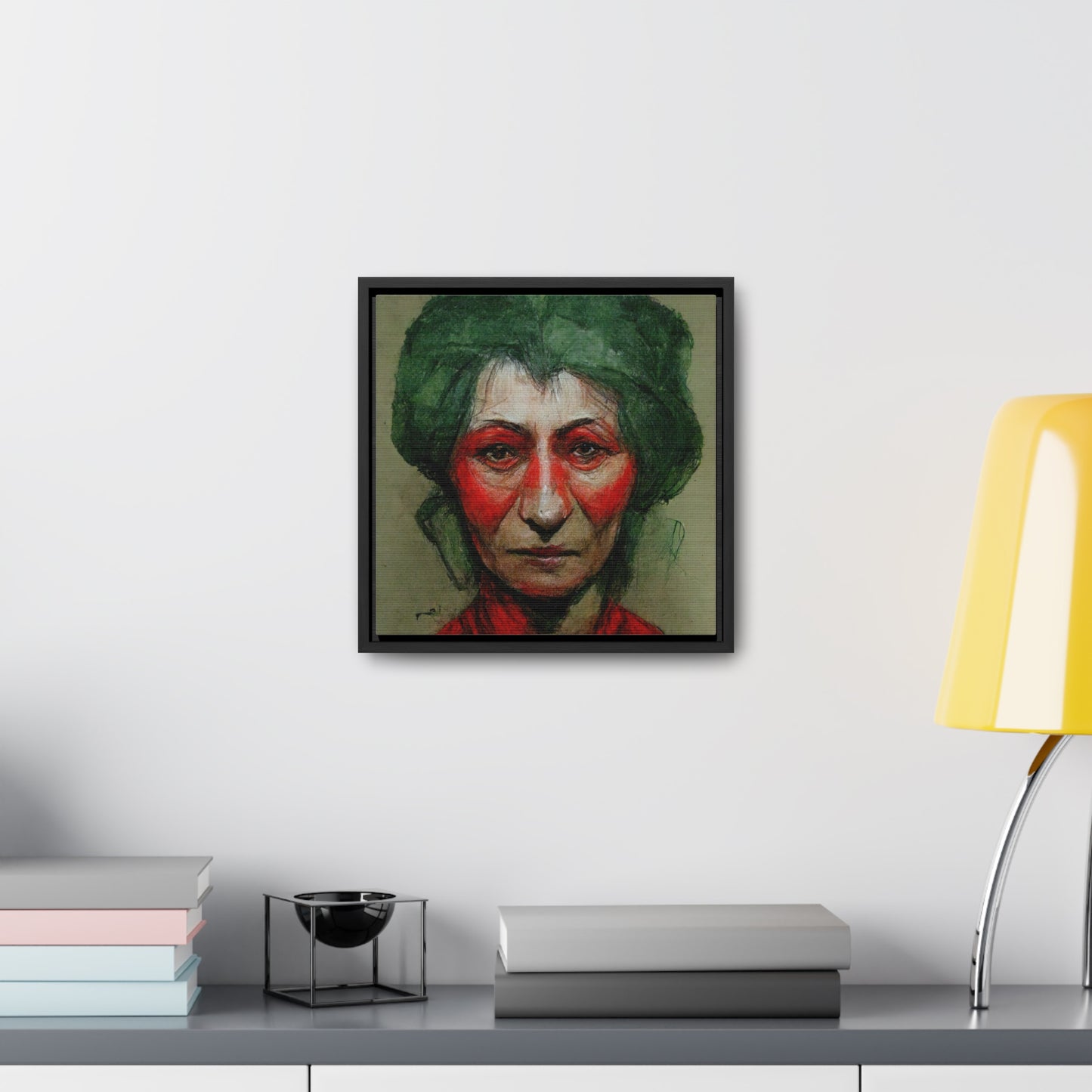 Loneliness Green Red 44, Valentinii, Gallery Canvas Wraps, Square Frame