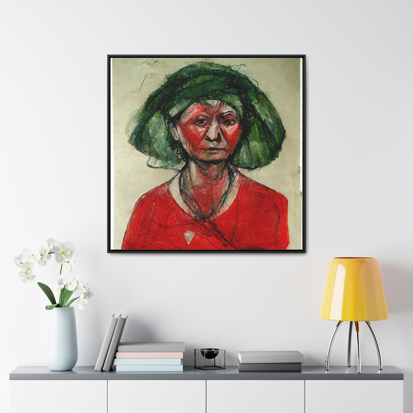 Loneliness Green Red 39, Valentinii, Gallery Canvas Wraps, Square Frame