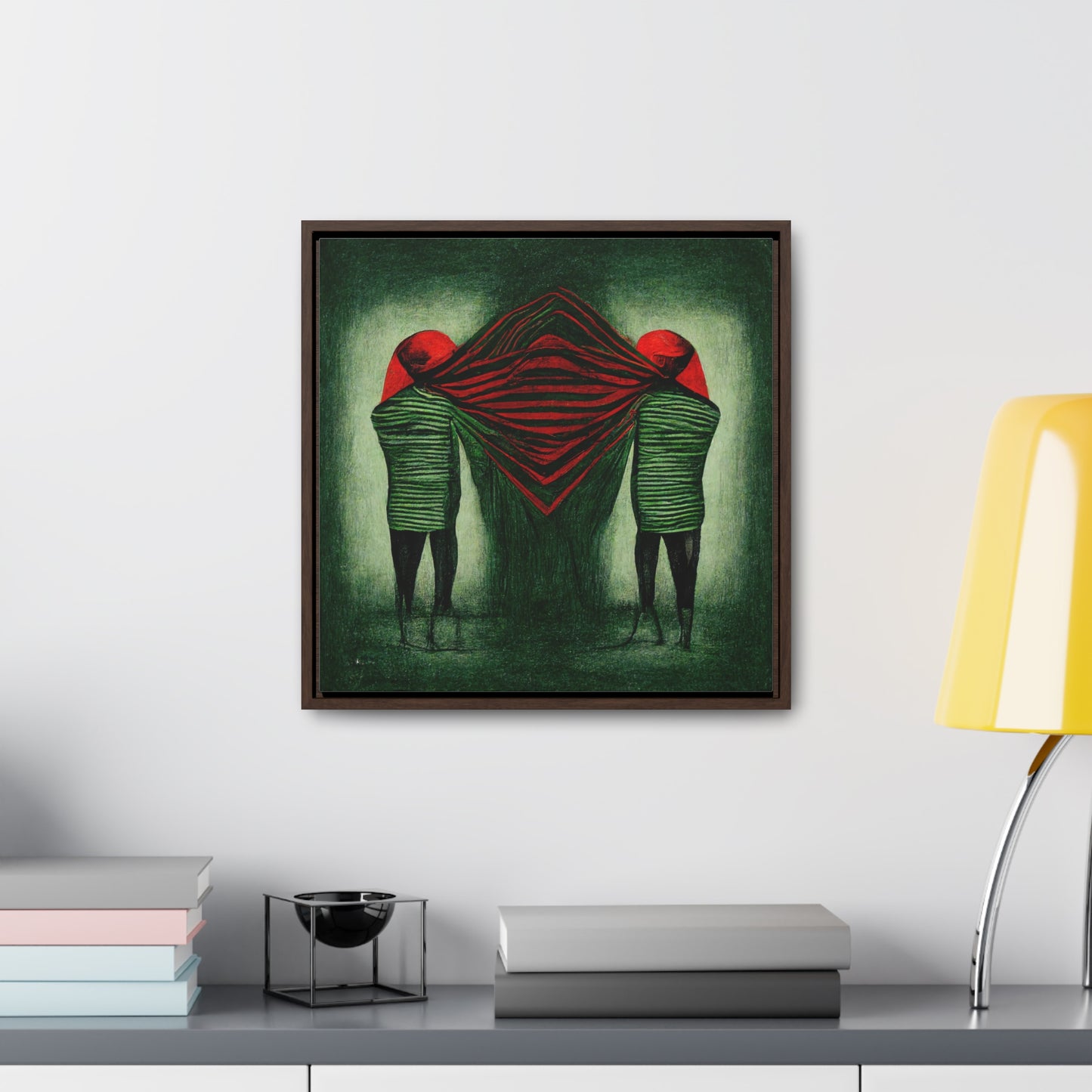 Loneliness Green Red 12, Valentinii, Gallery Canvas Wraps, Square Frame