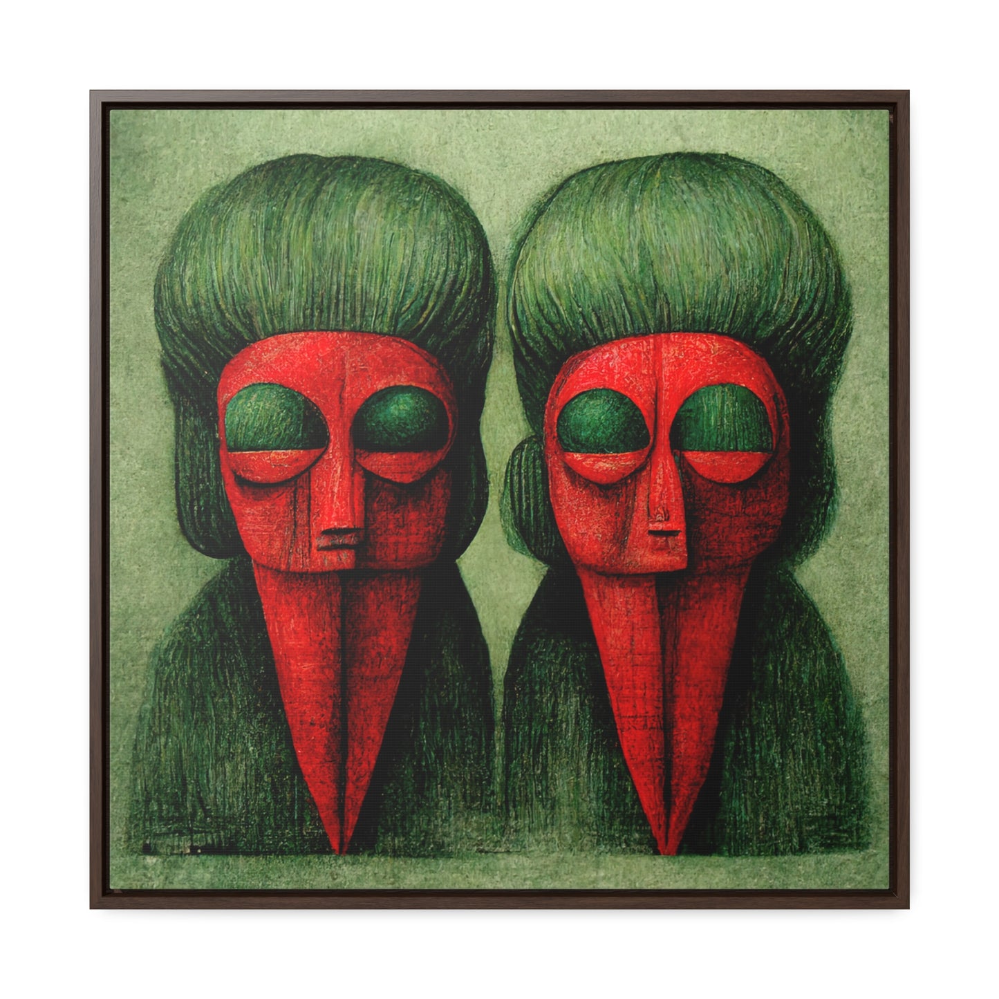 Loneliness Green Red 24, Valentinii, Gallery Canvas Wraps, Square Frame