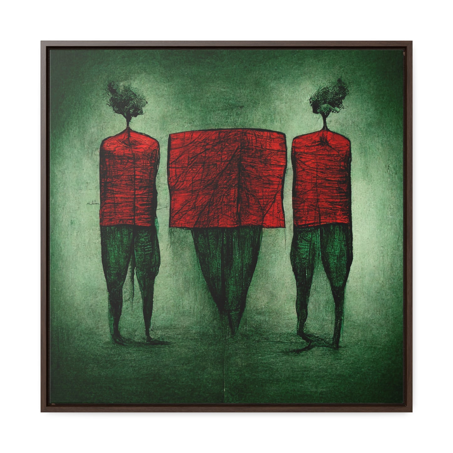 Loneliness Green Red 22, Valentinii, Gallery Canvas Wraps, Square Frame