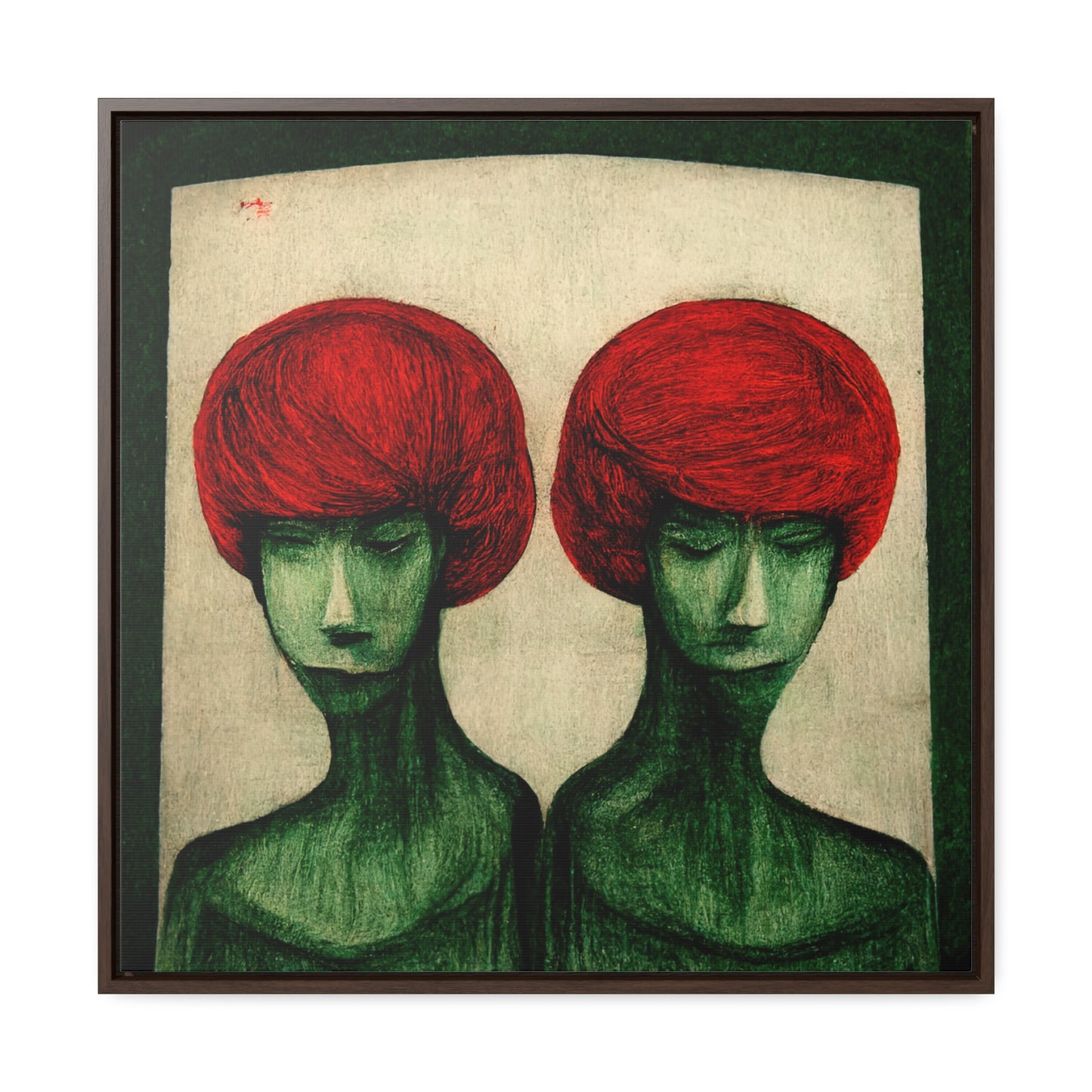 Loneliness Green Red 21, Valentinii, Gallery Canvas Wraps, Square Frame