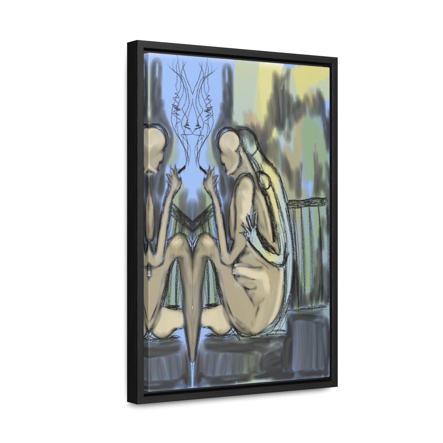 Lovers On The Stairs, Original Eduard Pavel, Gallery Canvas Wraps, Vertical Frame