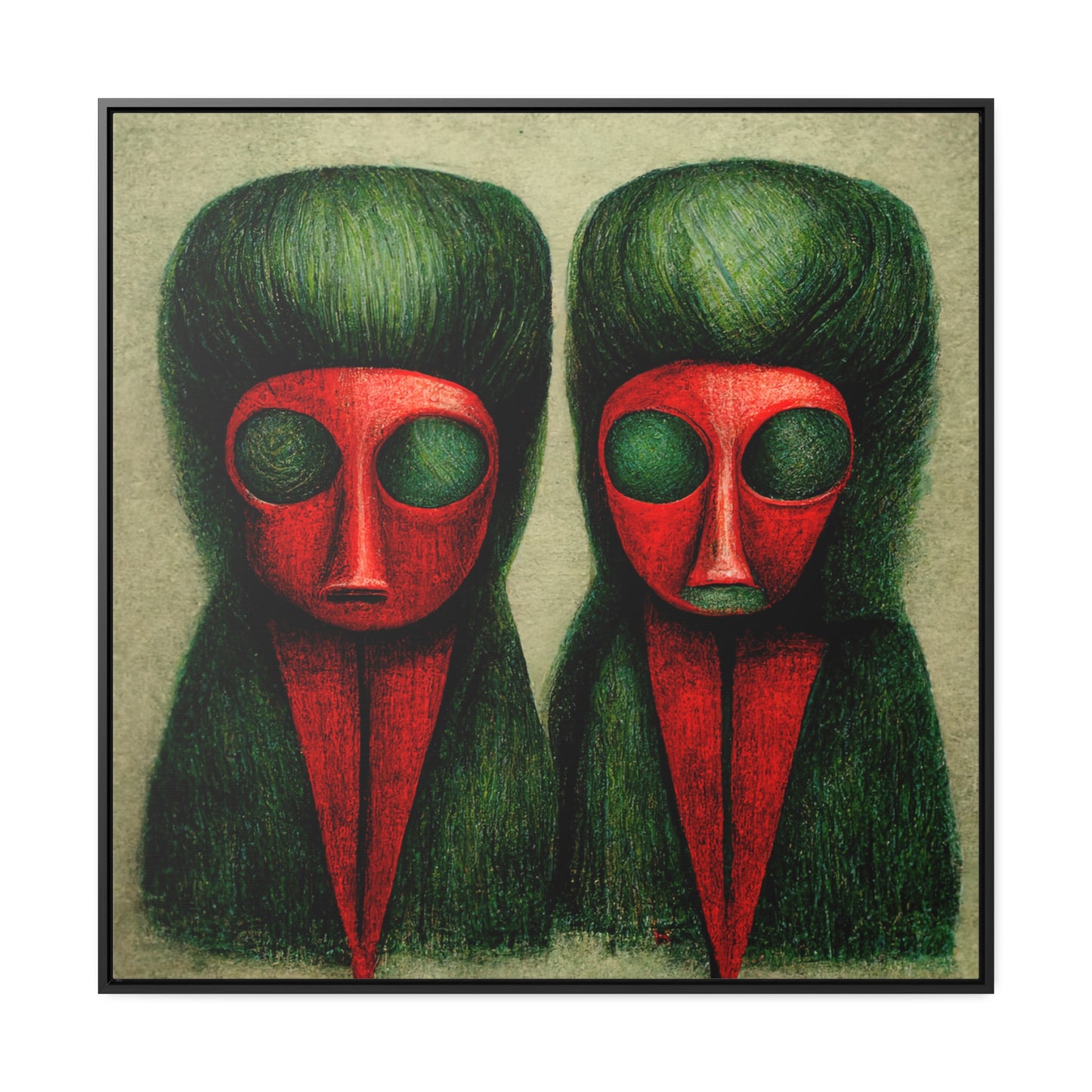 Loneliness Green Red 19, Valentinii, Gallery Canvas Wraps, Square Frame