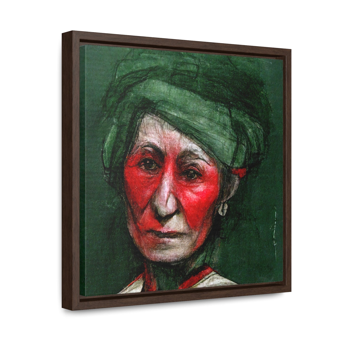 Loneliness Green Red 43, Valentinii, Gallery Canvas Wraps, Square Frame