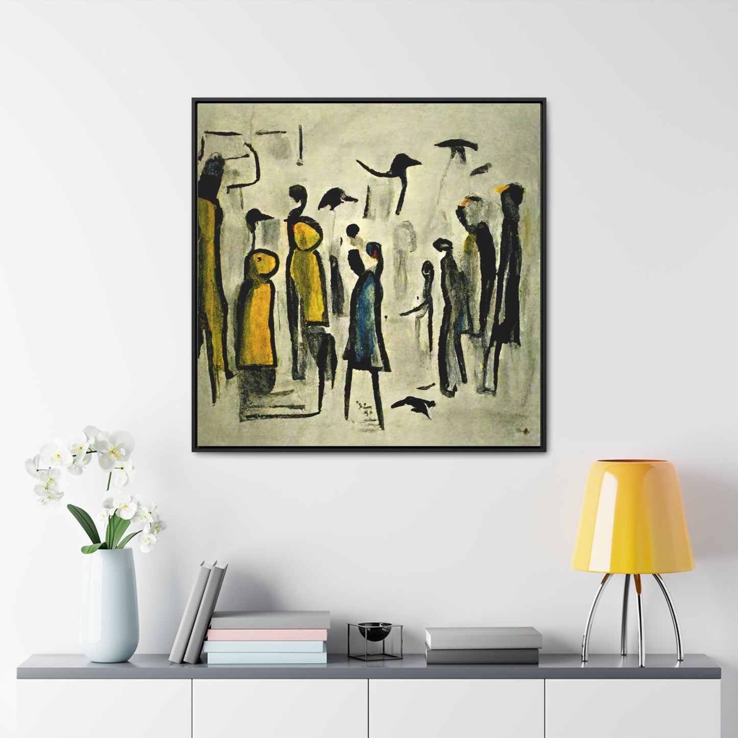 People and Birds 2, Valentinii, Gallery Canvas Wraps, Square Frame