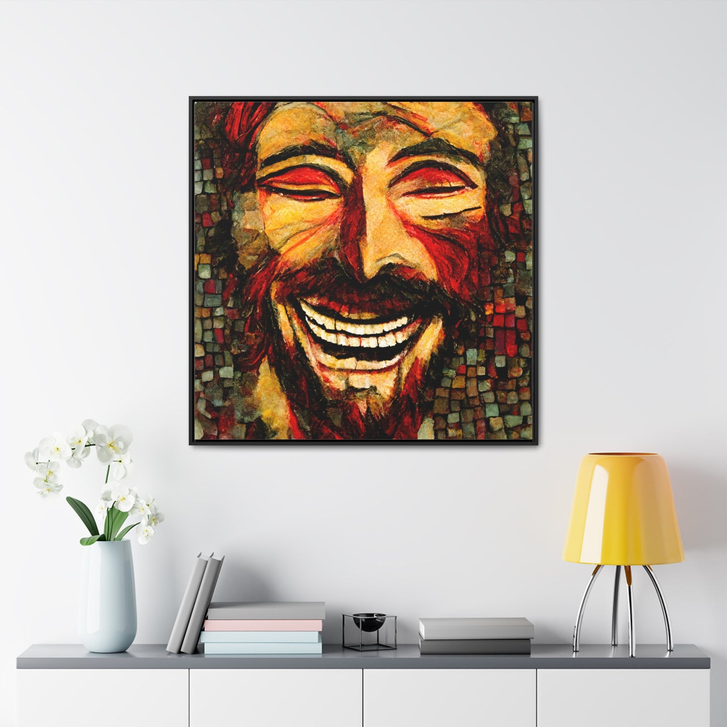 Jesus smiling 3, Valentinii, Gallery Canvas Wraps, Square Frame