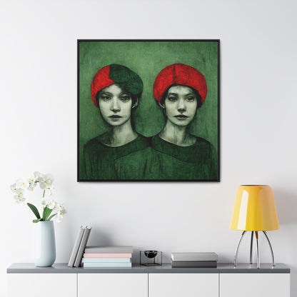 Loneliness Green Red 25, Valentinii, Gallery Canvas Wraps, Square Frame