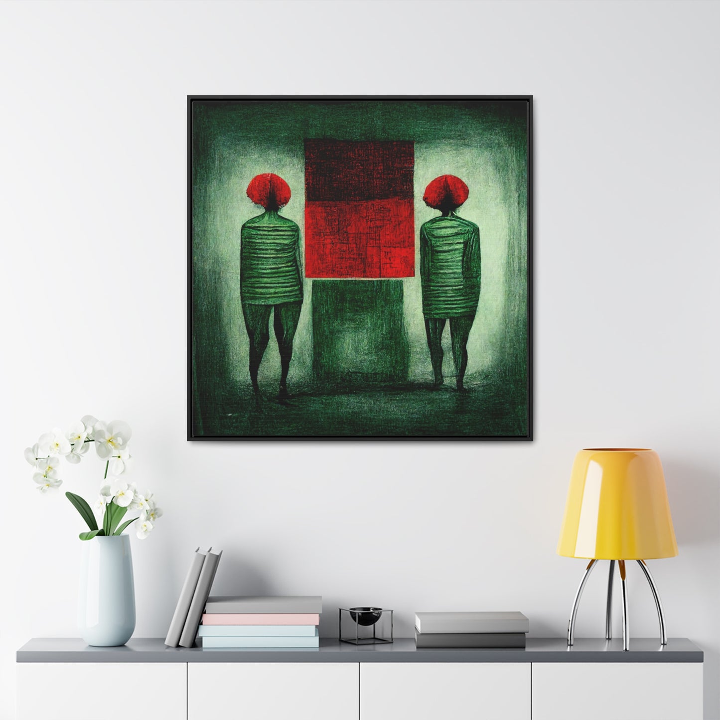 Loneliness Green Red 10, Valentinii, Gallery Canvas Wraps, Square Frame