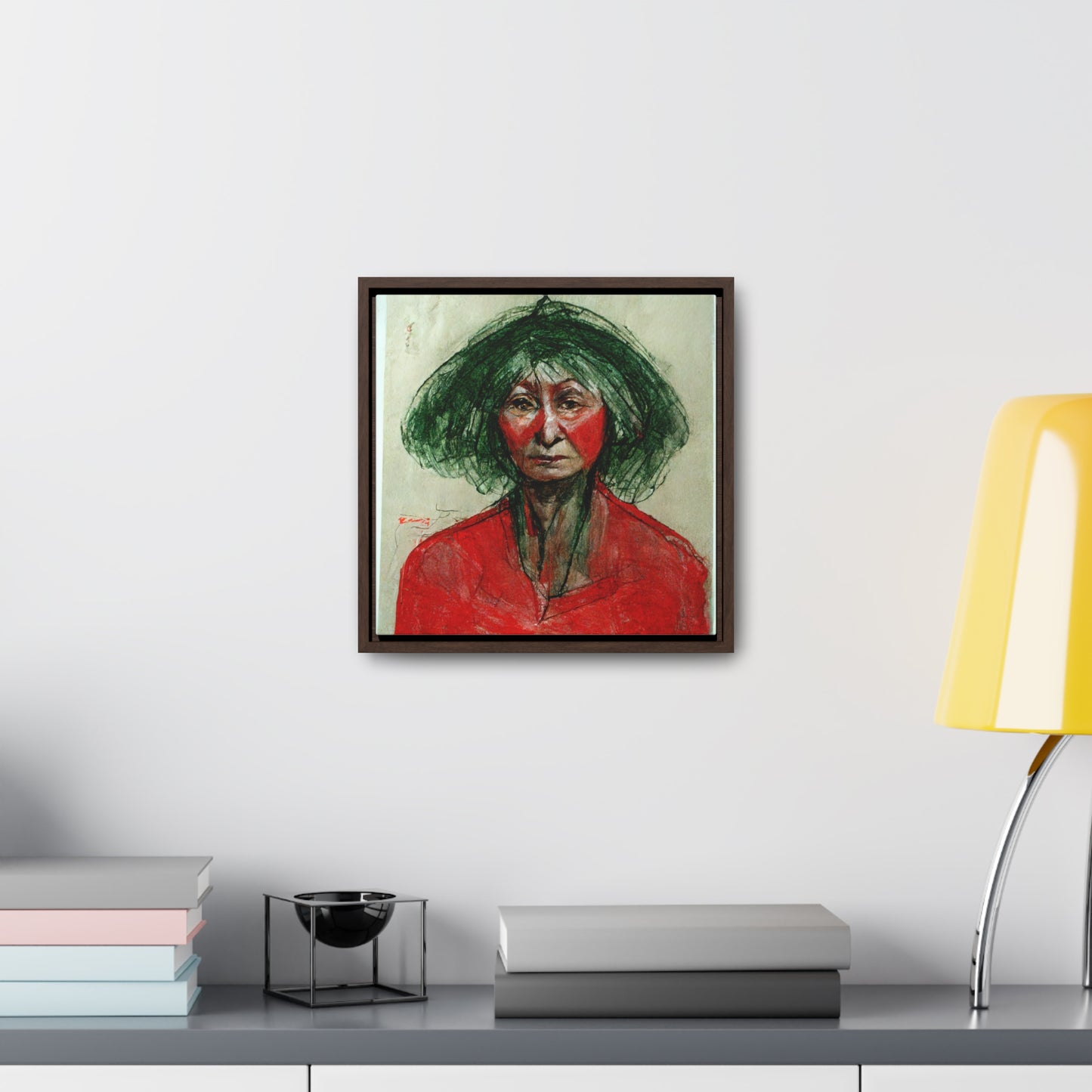 Loneliness Green Red 37, Valentinii, Gallery Canvas Wraps, Square Frame