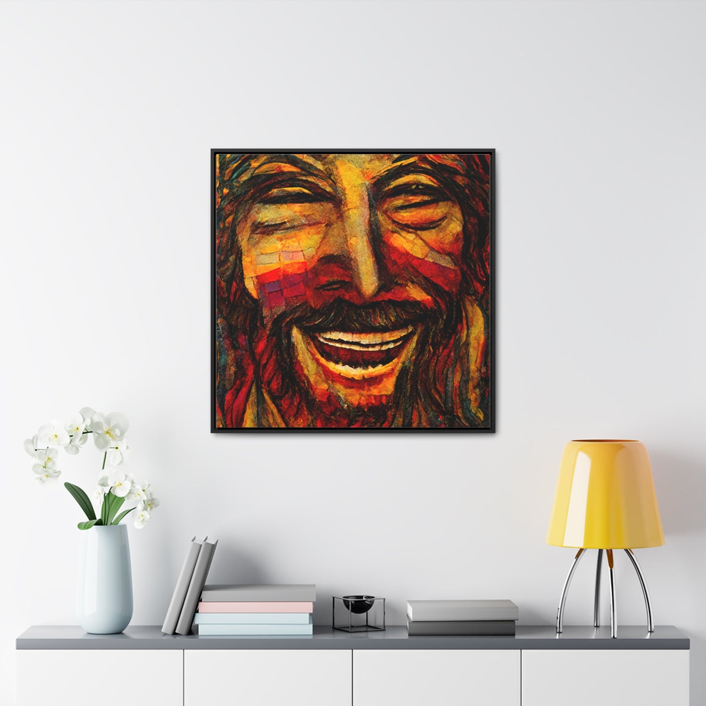 Jesus smiling 2, Valentinii, Gallery Canvas Wraps, Square Frame