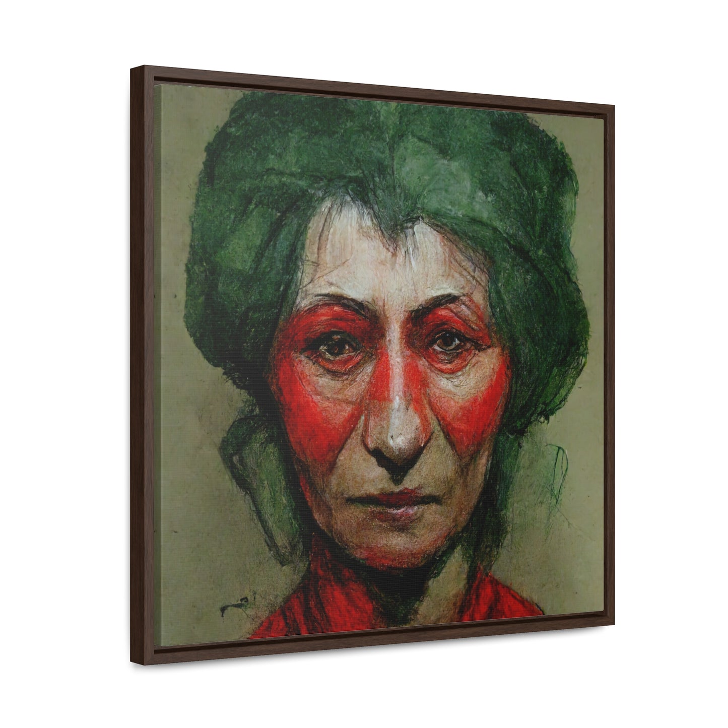 Loneliness Green Red 44, Valentinii, Gallery Canvas Wraps, Square Frame