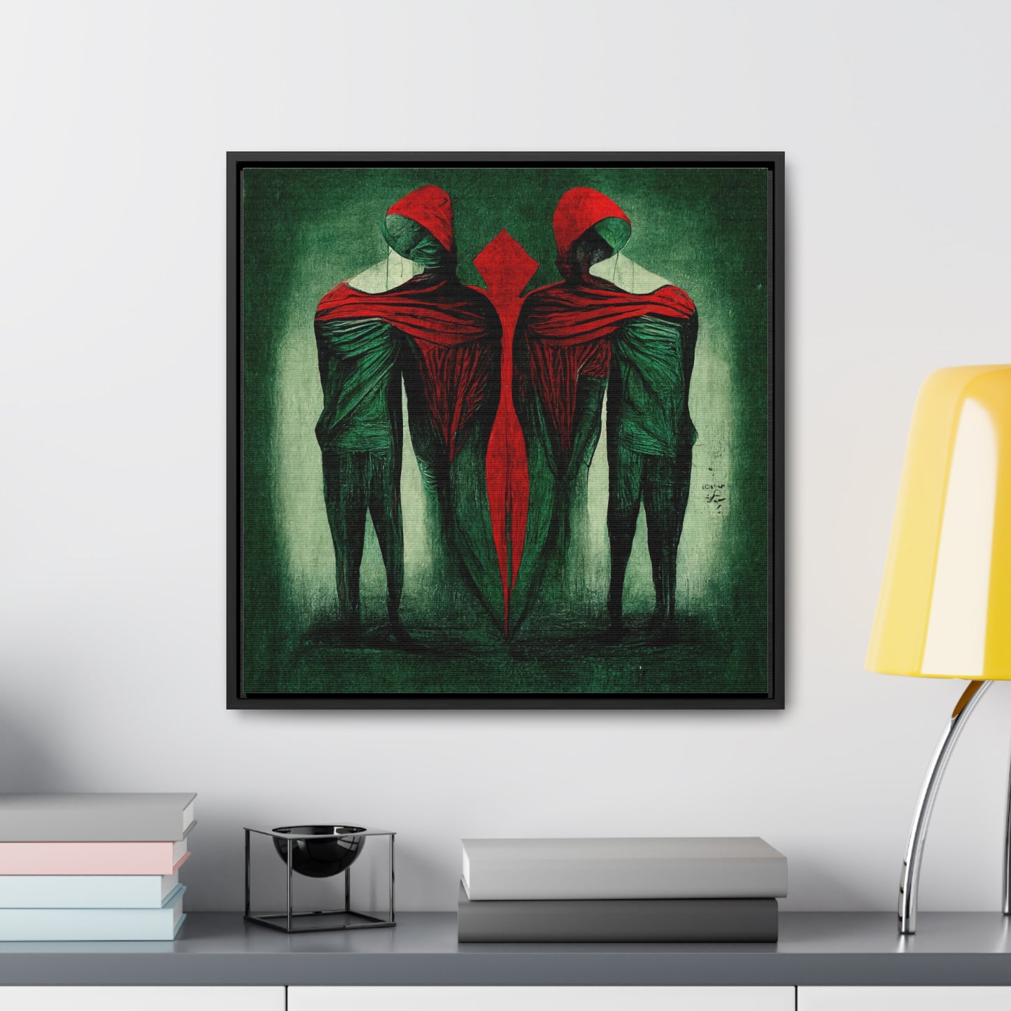 Loneliness Green Red, Valentinii, Gallery Canvas Wraps, Square Frame