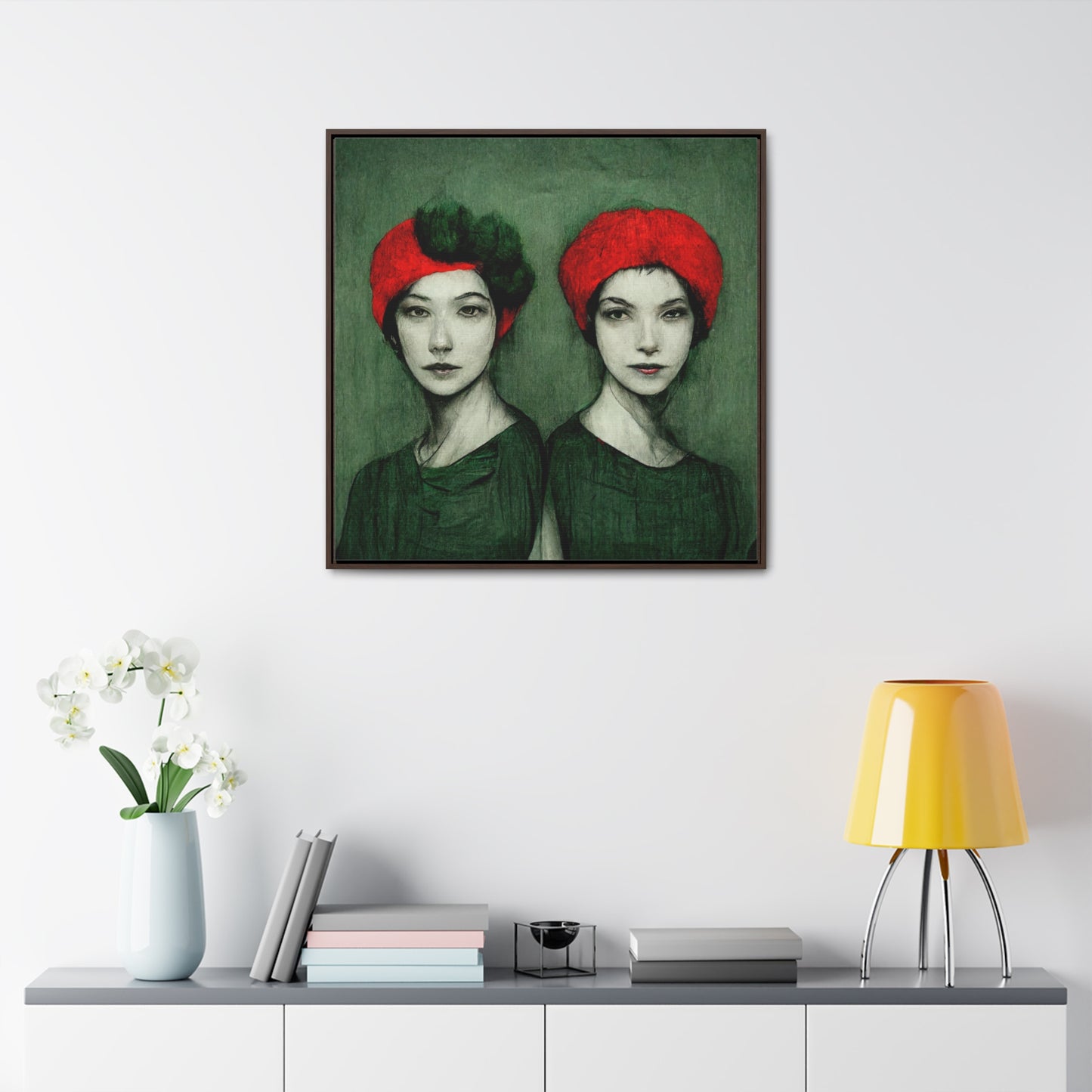 Loneliness Green Red 33, Valentinii, Gallery Canvas Wraps, Square Frame