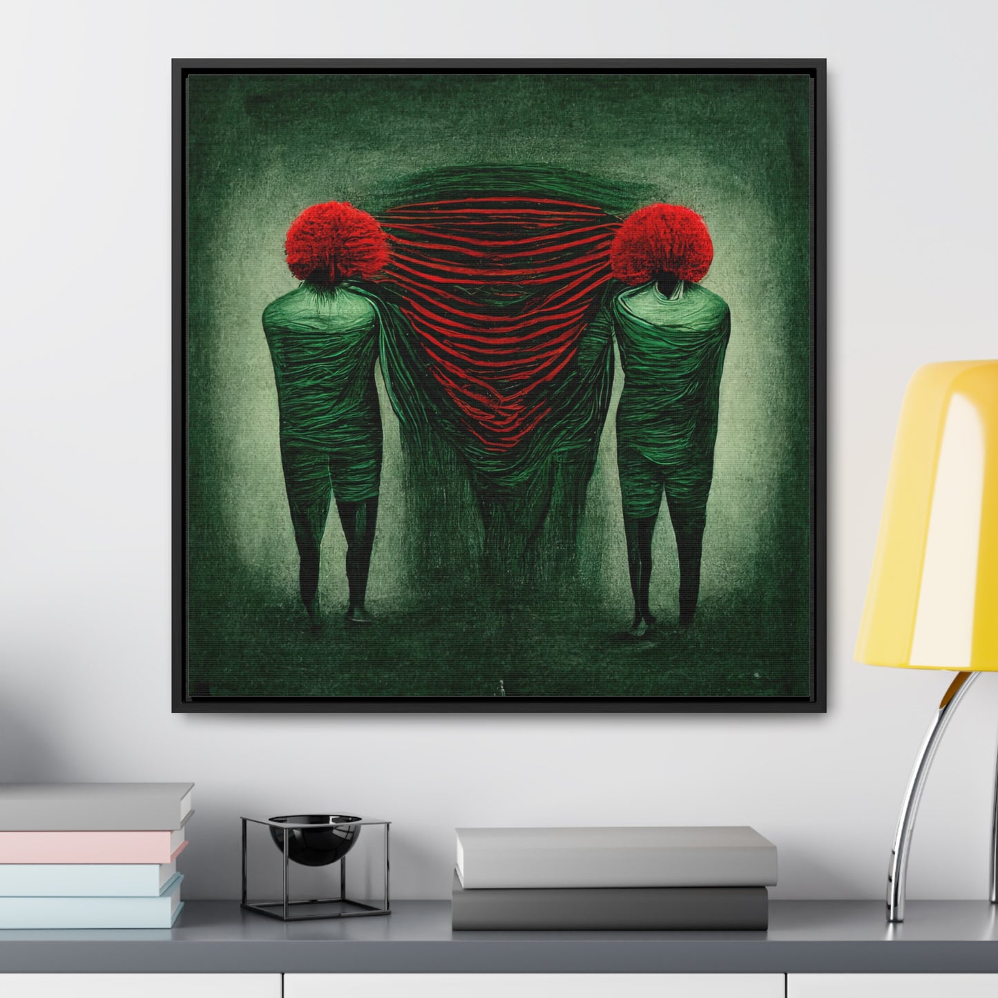 Loneliness Green Red 4, Valentinii, Gallery Canvas Wraps, Square Frame