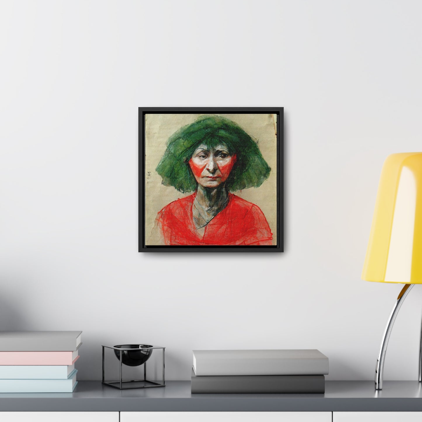 Loneliness Green Red 34, Valentinii, Gallery Canvas Wraps, Square Frame