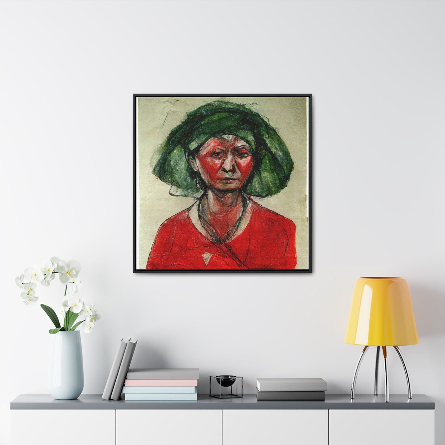 Loneliness Green Red 39, Valentinii, Gallery Canvas Wraps, Square Frame