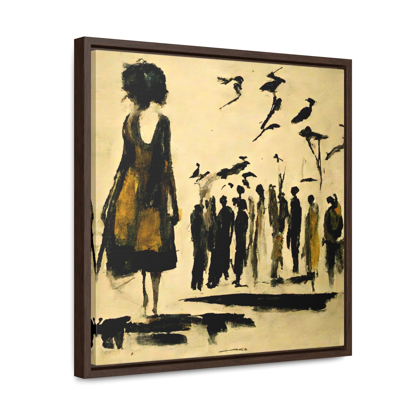 People and Birds, Valentinii, Gallery Canvas Wraps, Square Frame