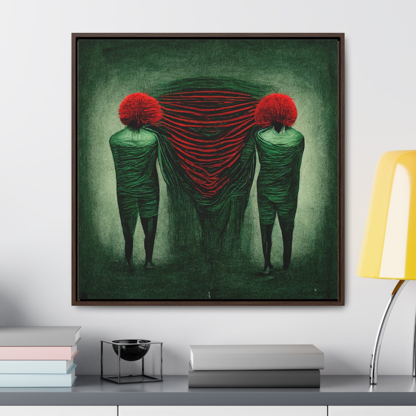 Loneliness Green Red 4, Valentinii, Gallery Canvas Wraps, Square Frame