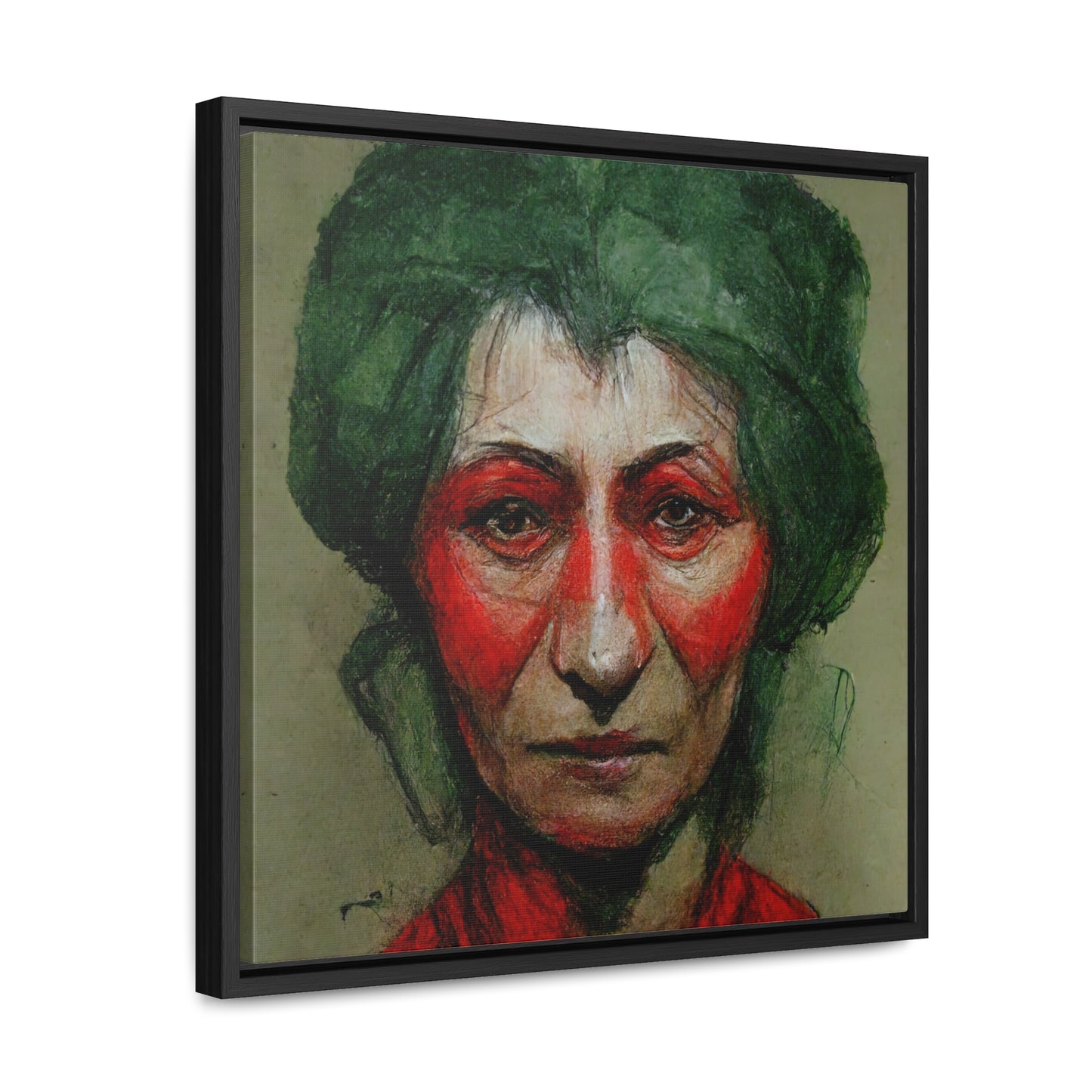 Loneliness Green Red 44, Valentinii, Gallery Canvas Wraps, Square Frame