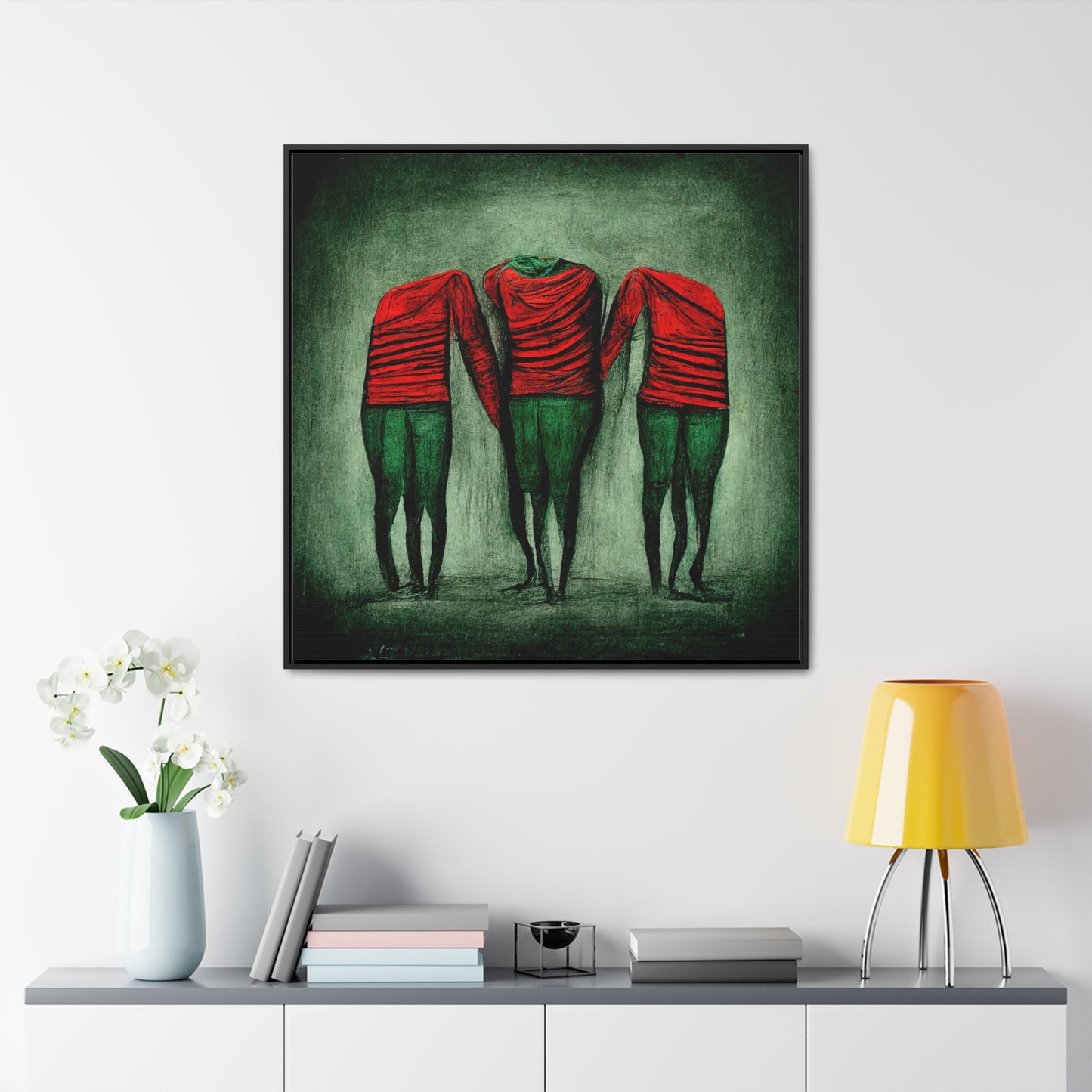 Loneliness Green Red 8, Valentinii, Gallery Canvas Wraps, Square Frame