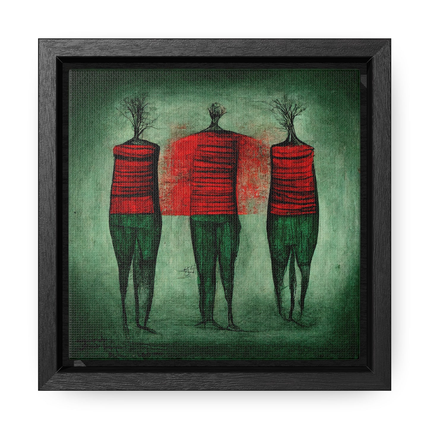 Loneliness Green Red 13, Valentinii, Gallery Canvas Wraps, Square Frame