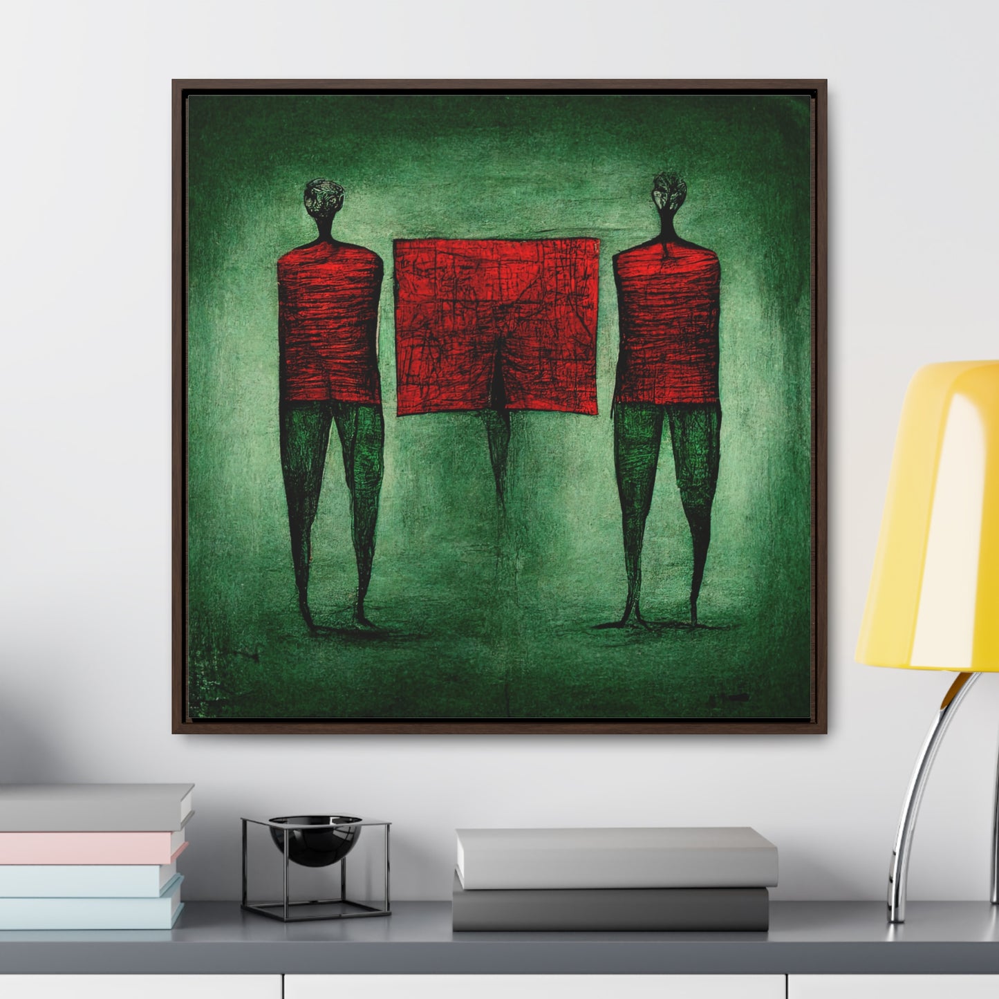 Loneliness Green Red 14, Valentinii, Gallery Canvas Wraps, Square Frame