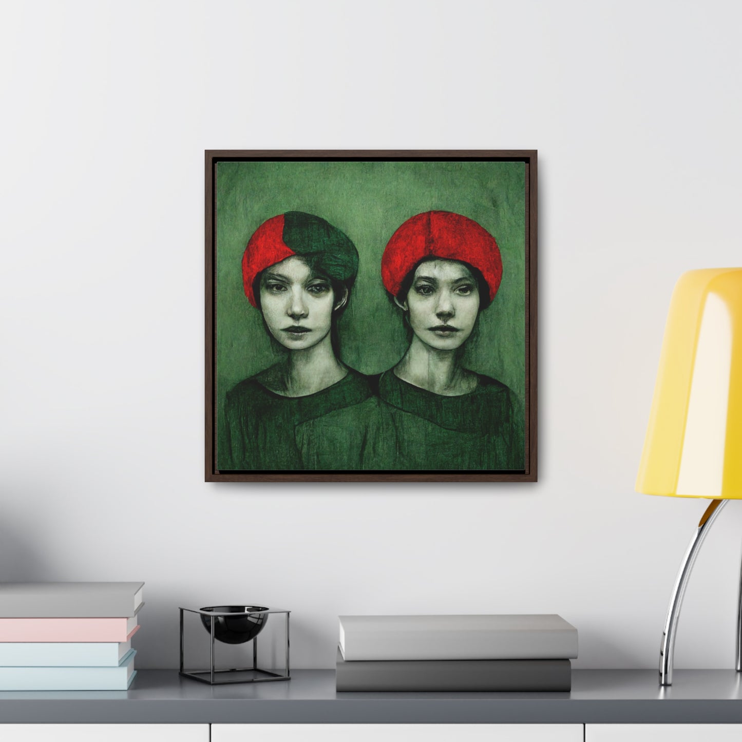 Loneliness Green Red 25, Valentinii, Gallery Canvas Wraps, Square Frame