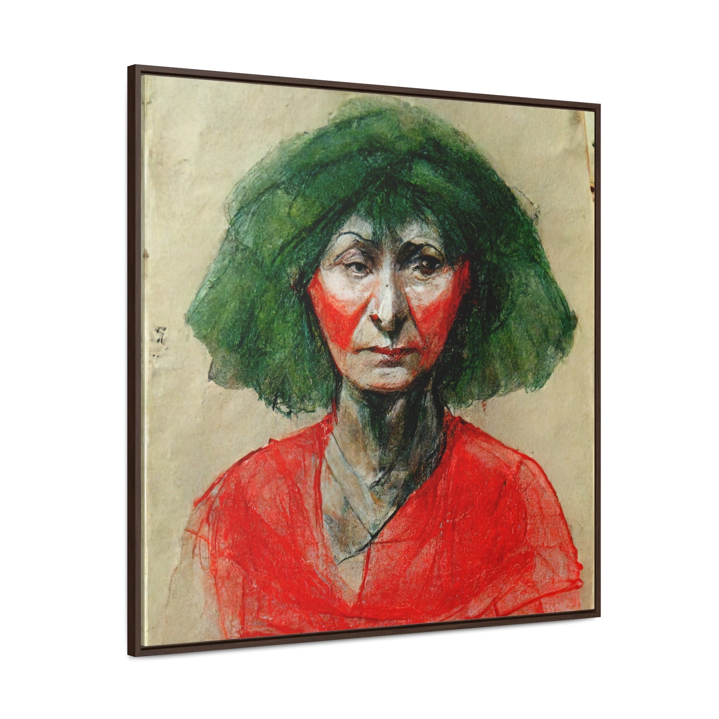 Loneliness Green Red 34, Valentinii, Gallery Canvas Wraps, Square Frame