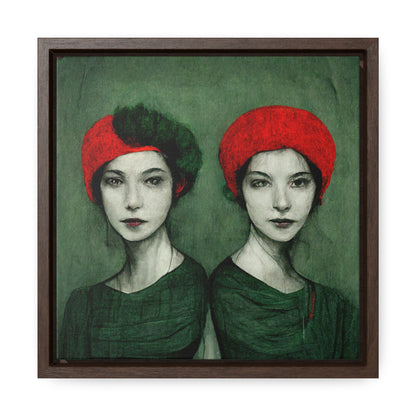 Loneliness Green Red 32, Valentinii, Gallery Canvas Wraps, Square Frame